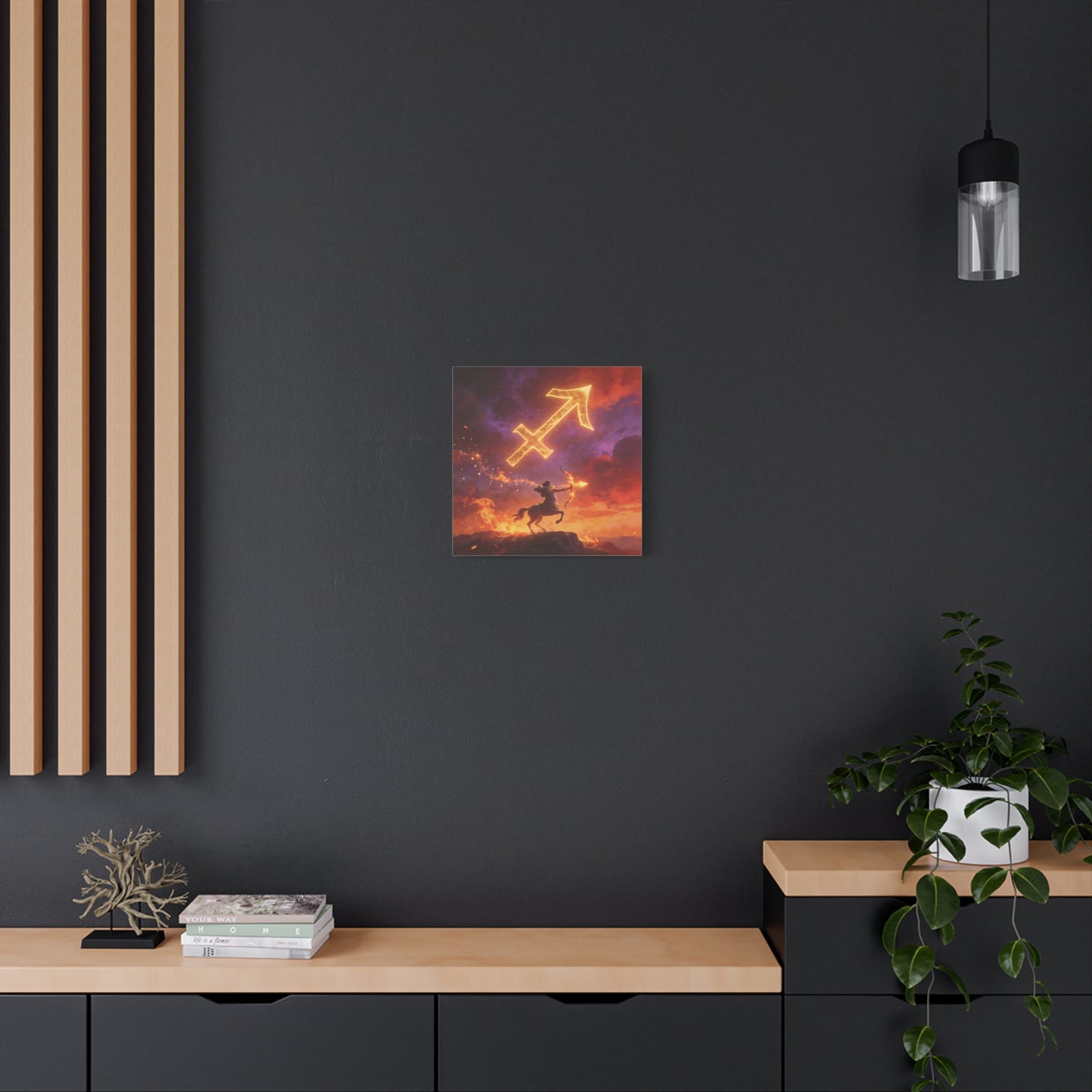 Sagittarius Zodiac Canvas Wall Art - Fiery Centaur Archer Astrology Print, Glowing Constellation Symbol - Matte Canvas Decor - Fantasy Style For Bedroom, Office Wall Art - Bedroom Home Decoration