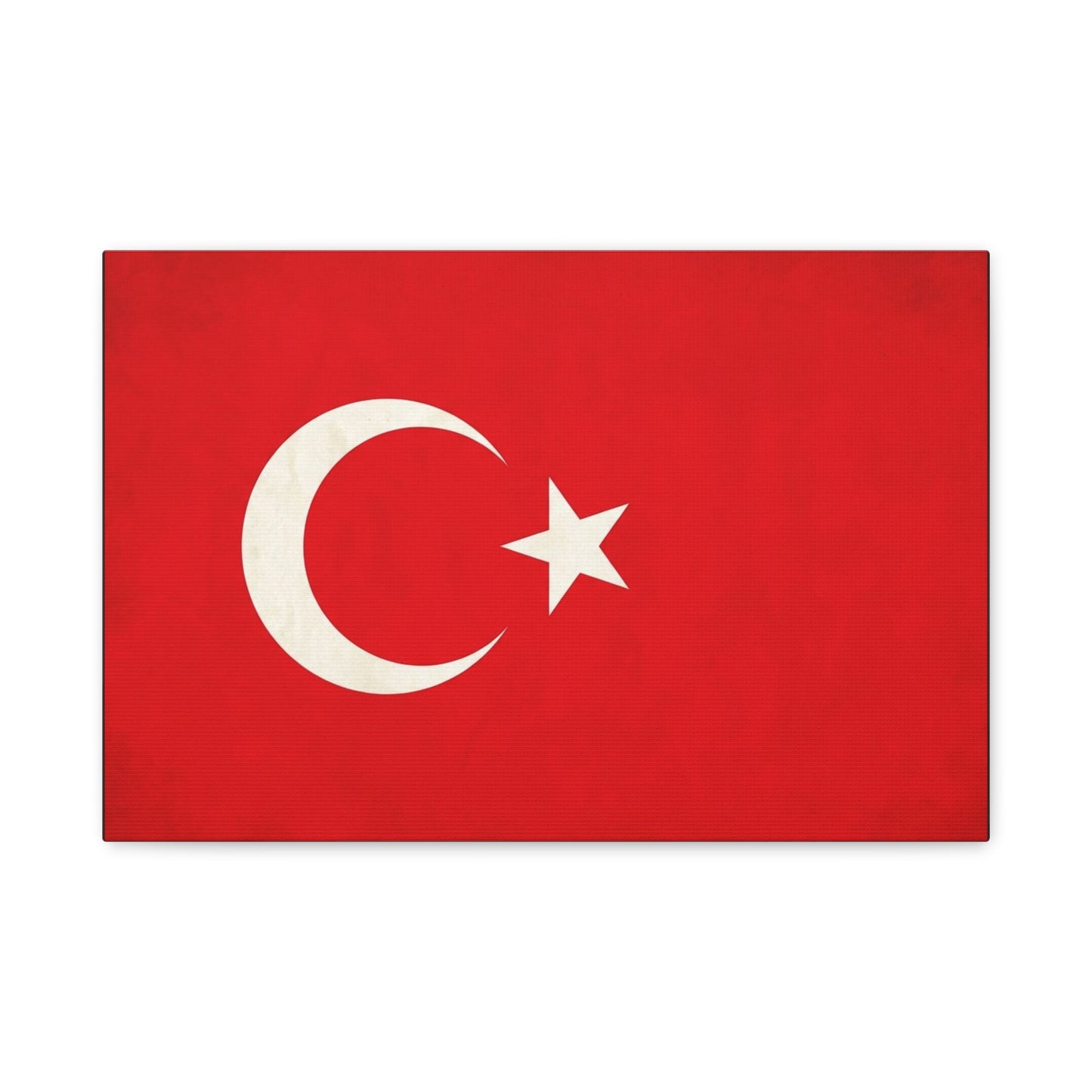 Turkey Flag Canvas Wall Art - Red Crescent Star Turkish Flag Print - Vintage Patriotic Decor, Matte Canvas Print, Living Room Home Decoration, Bedroom Accent - Living Room Wall Decor - Ready to Hang