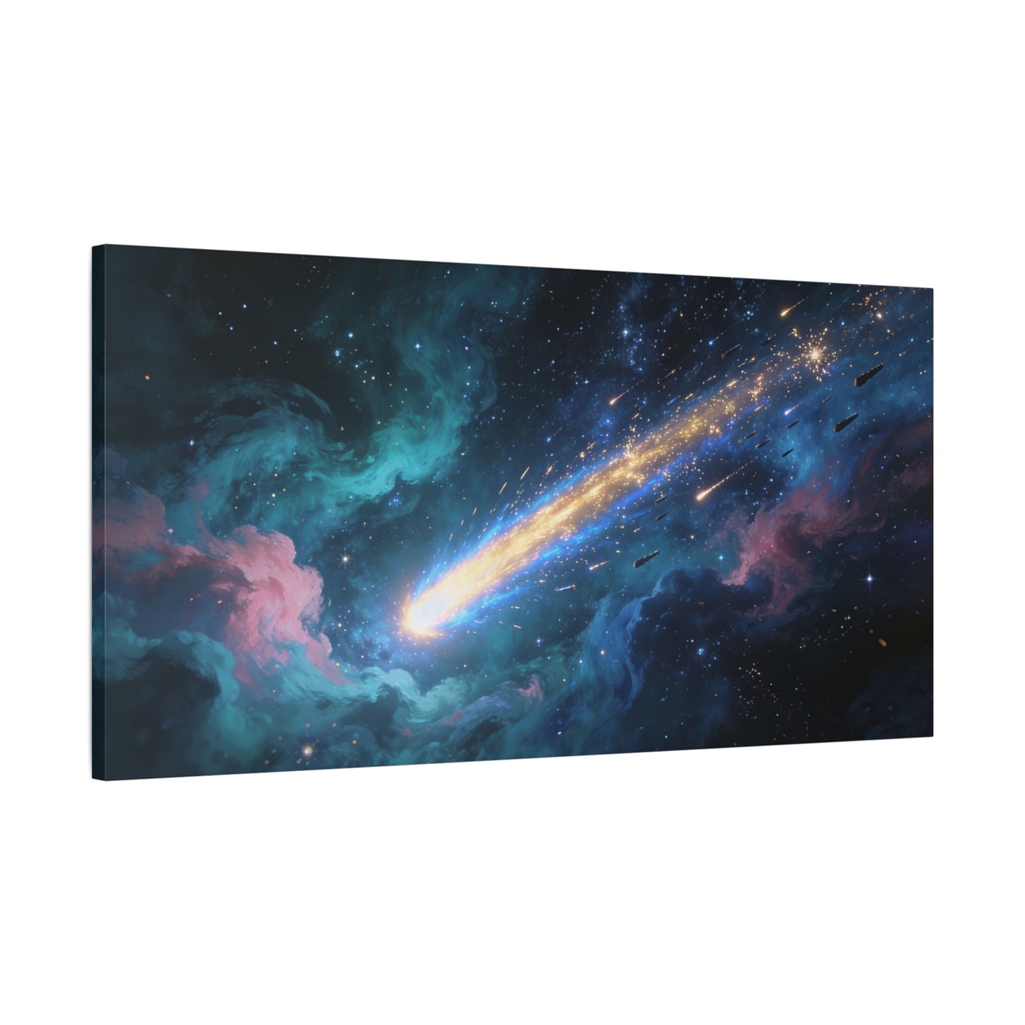 Comet Galaxy Canvas Wall Art - Cosmic Nebula Starfield, Abstract Space Artwork - Matte Cotton Print, Contemporary Celestial Style - Living Room Wall Decor, Office Art - Bedroom Home Decoration
