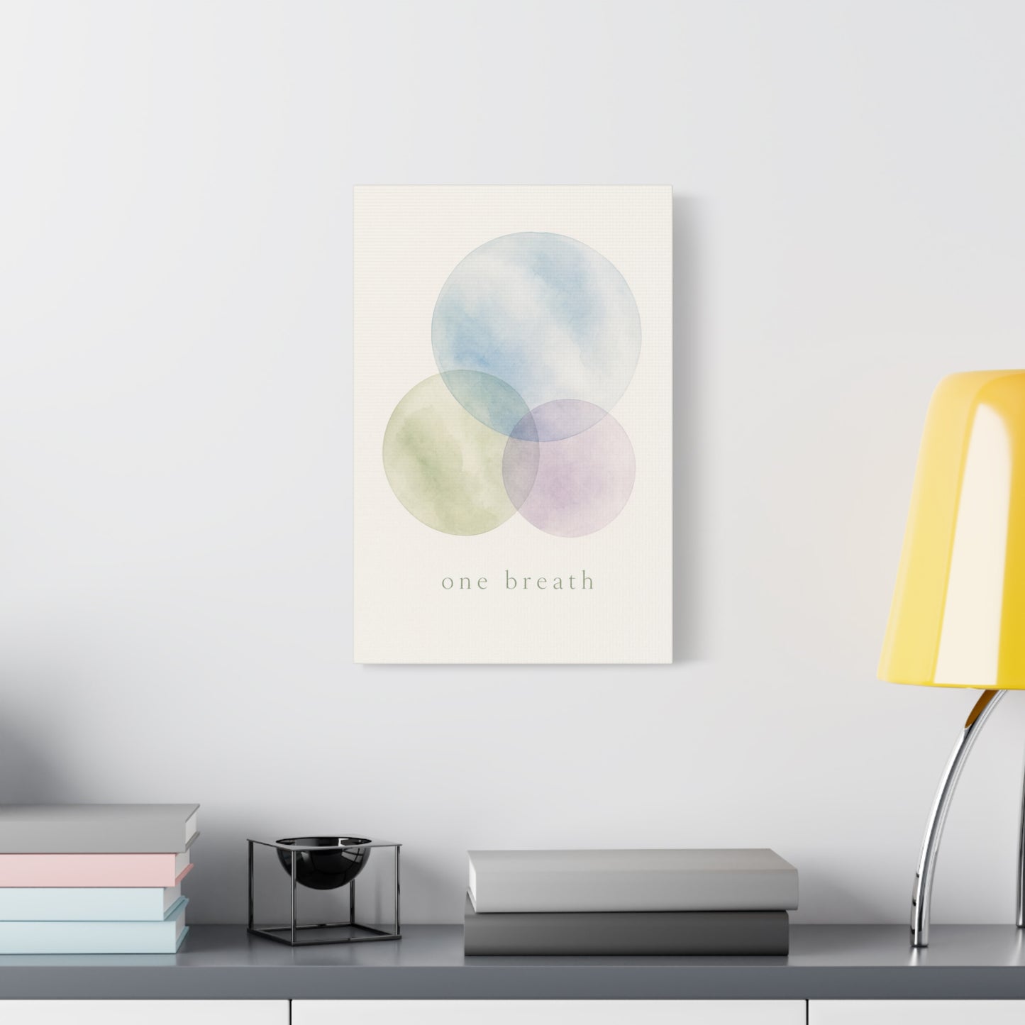 "One Breath" Abstract Canvas Wall Art - Pastel Watercolor Circles, Minimalist Geometric Print - Calming Modern Decor, Bedroom Meditation Space, Living Room Home Decoration - Living Room Wall Decor