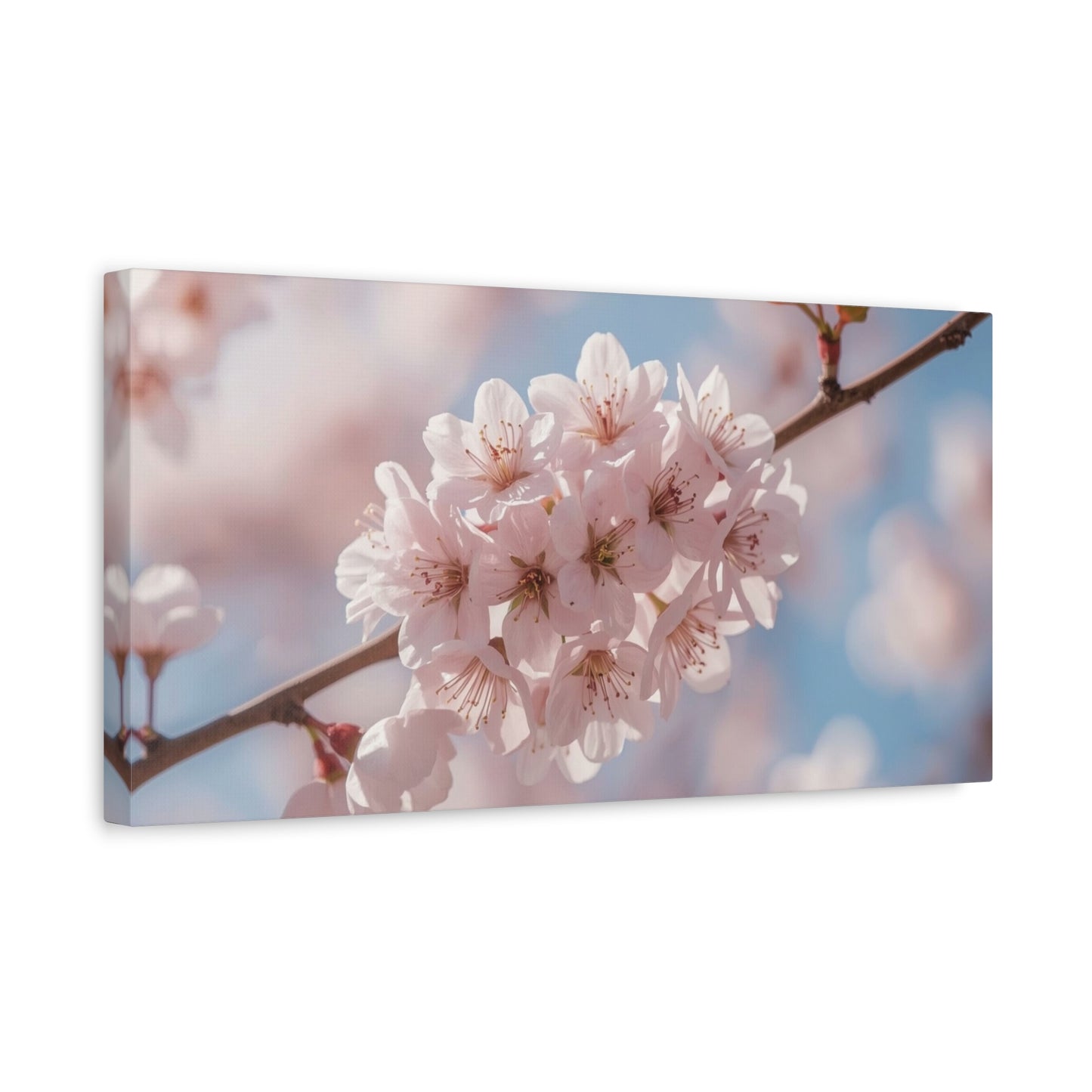 Cherry Blossom Canvas Wall Art - Soft Pink Sakura Flower Branch Art Print - Serene Floral Home Decor - Cotton Canvas Wall Hanging - Bedroom Living Room Decoration, Spa Style Accent