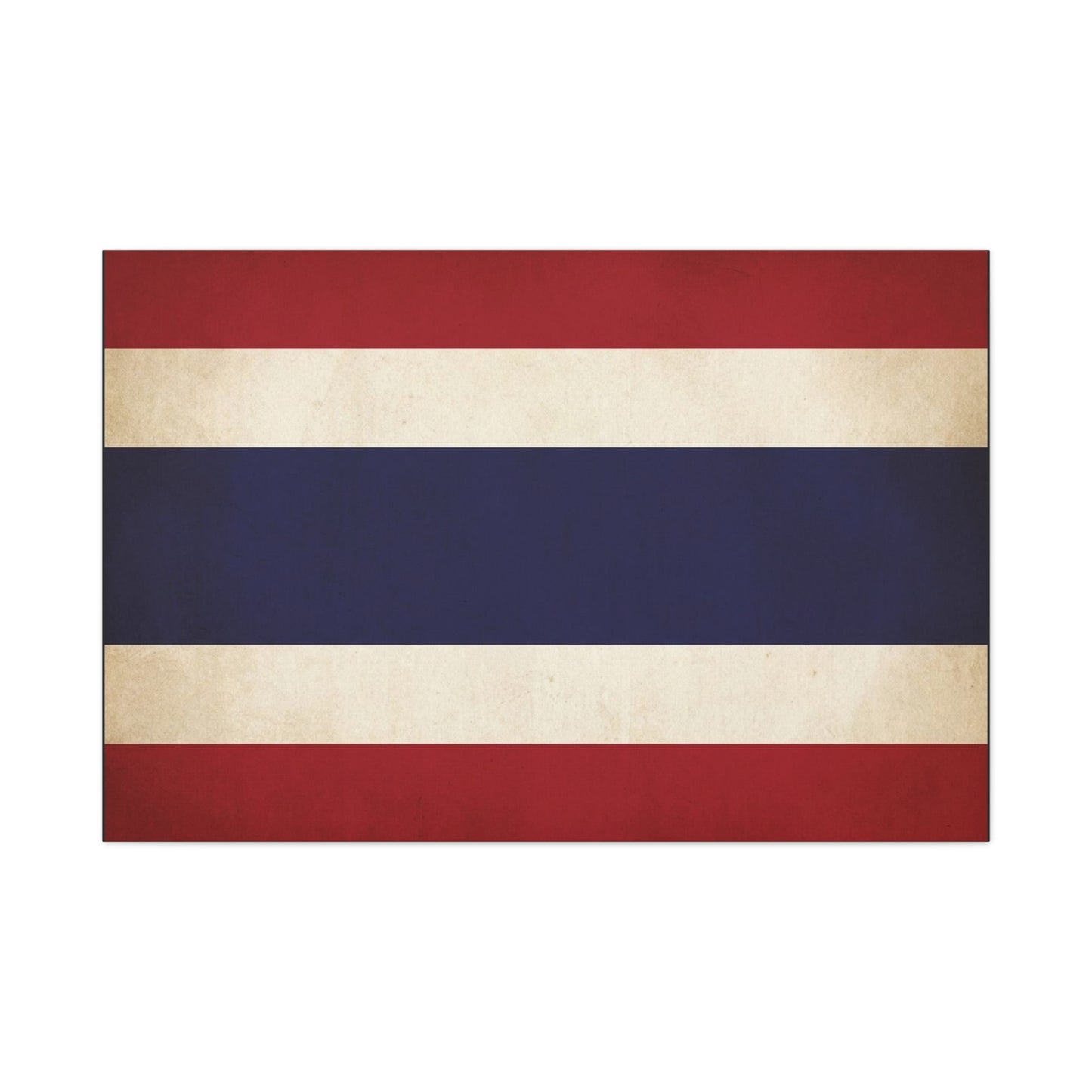Thailand Flag Canvas Wall Art - Vintage Thai Tricolor Stripe Print, Minimalist Patriotic Decor - Matte Cotton Look - Living Room Wall Decor, Bedroom Home Decoration, Office Art - Ready to Hang
