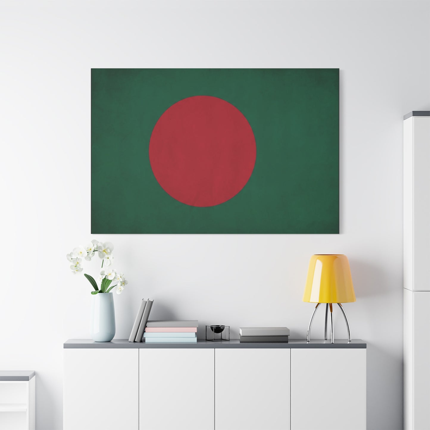 Bangladesh Flag Canvas Wall Art - Red Circle On Green National Flag Print - Minimalist Patriotic Decor - Living Room Wall Decor, Bedroom Home Decoration, Office Art - Bedroom Home Decoration
