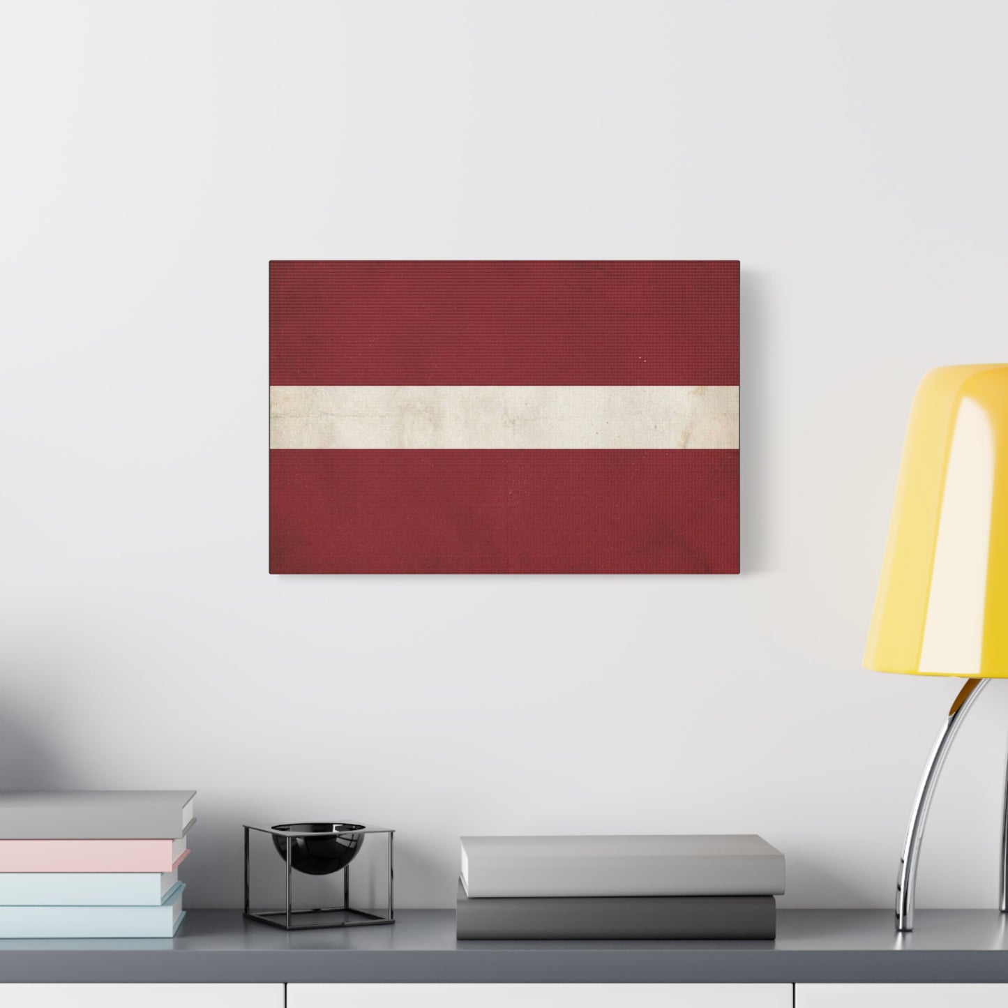Latvia Flag Canvas Wall Art - Vintage Red White Horizontal Stripe Print, Distressed Patriotic Artwork - Minimalist Traditional Style - Living Room Wall Decor Bedroom Home Decoration - Ready to Hang