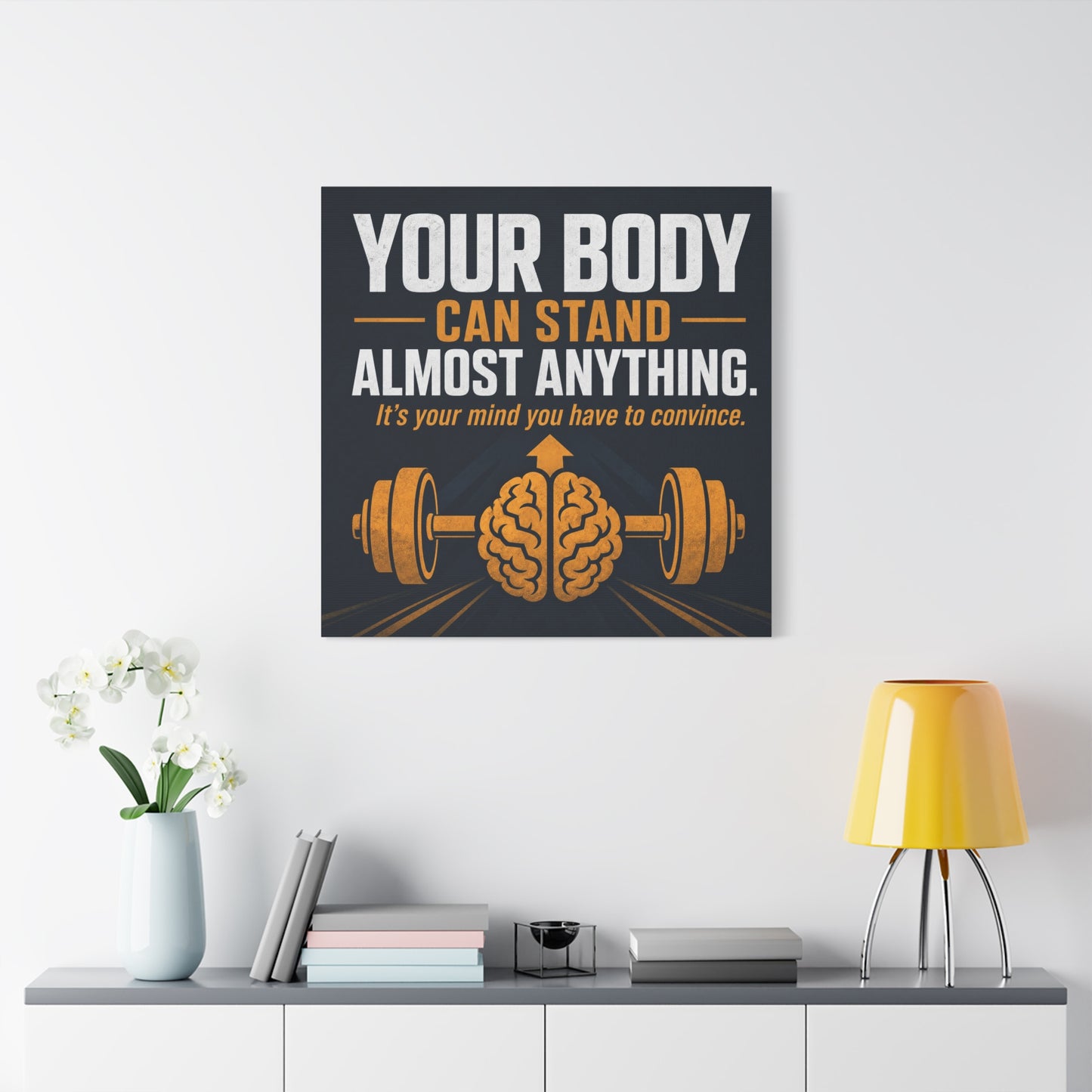 "Your Body Can Stand Almost Anything. It's Your Mind You Have To Convince." Motivational Canvas Wall Art - Gym Quote Typography Print, Modern Fitness Decor - Ready to Hang - Gym Wall Decor