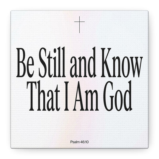 "Be Still And Know That I Am God" Canvas Wall Art - Psalm 46:10 Christian Bible Verse Scripture Print - Minimalist Black White Cross Decor - Bedroom Living Room Home Office Wall Hanging
