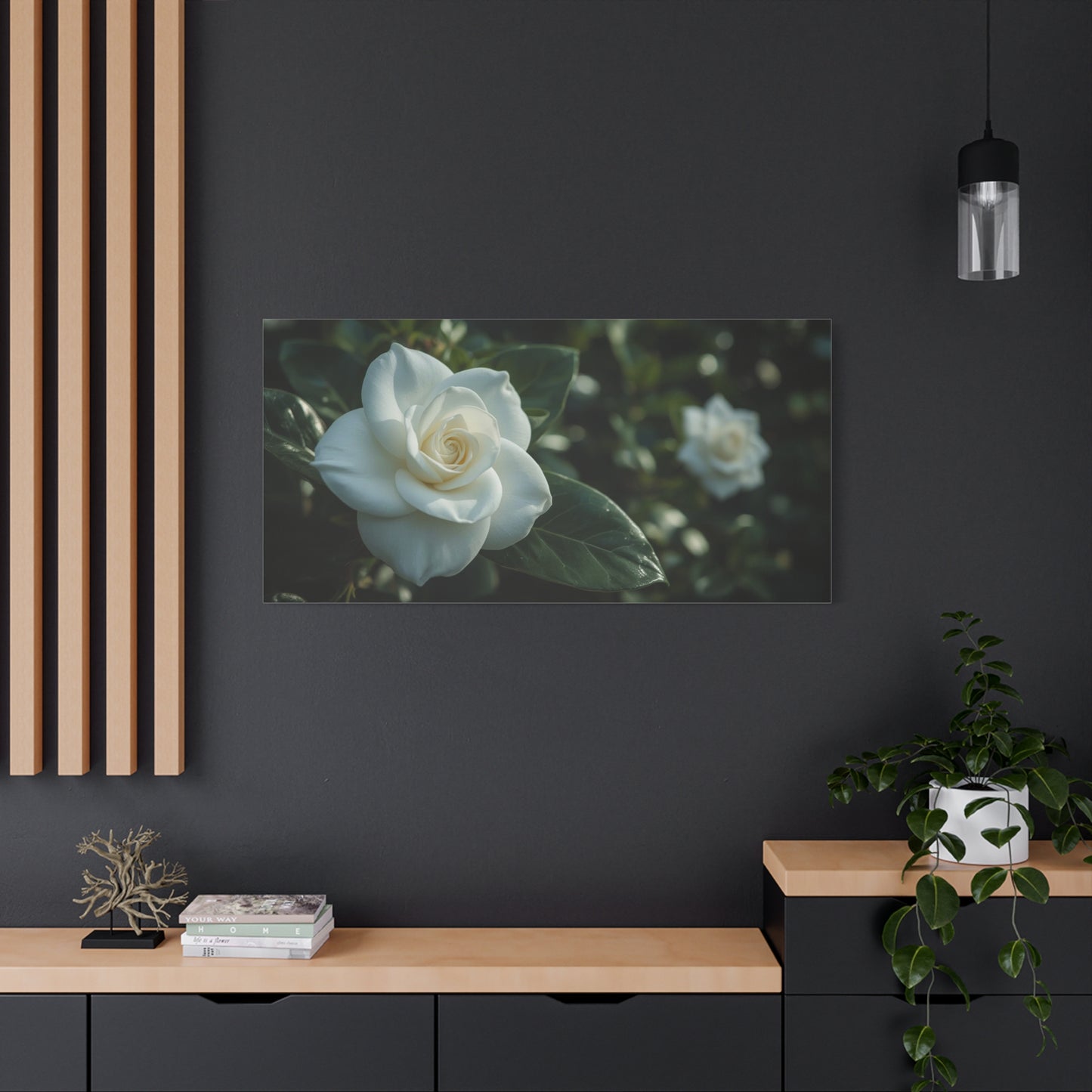 White Gardenia Canvas Wall Art - Botanical Floral Art Print, Soft Green Leaves, Matte Canvas Print, Traditional Style, Bedroom Wall Decor, Living Room Home Decoration - Bedroom Home Decoration