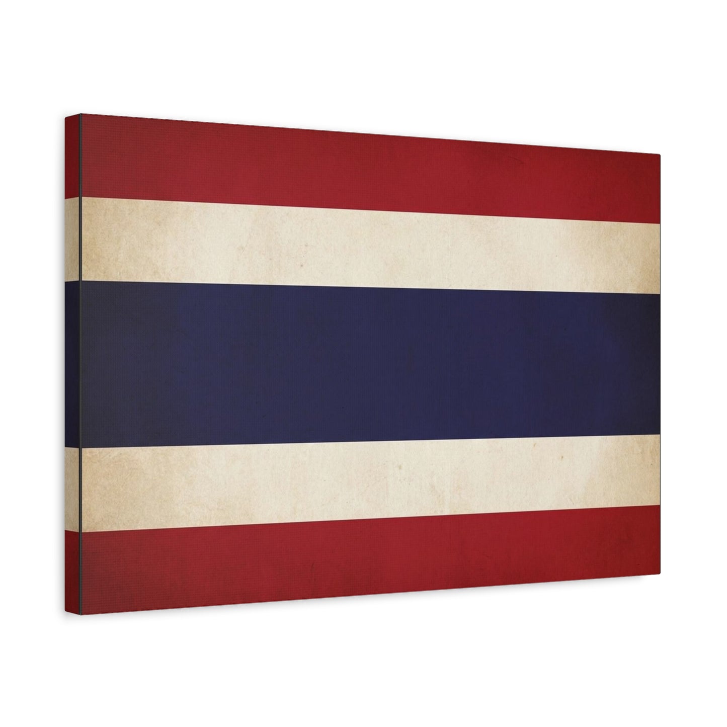 Thailand Flag Canvas Wall Art - Vintage Thai Tricolor Stripe Print, Minimalist Patriotic Decor - Matte Cotton Look - Living Room Wall Decor, Bedroom Home Decoration, Office Art - Ready to Hang