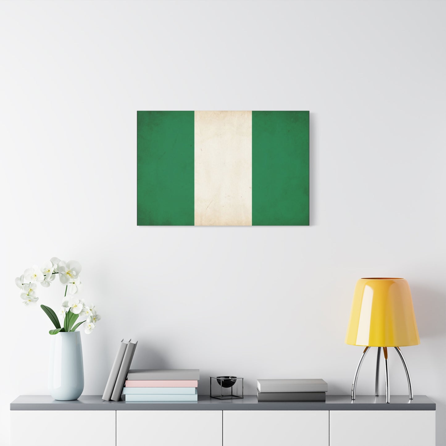 Nigeria Flag Canvas Wall Art - Vintage Green White Stripe National Print - Minimalist Patriotic Decor, Cotton Canvas Artwork, Living Room Wall Decor, Office Home Decoration - Bedroom Home Decoration