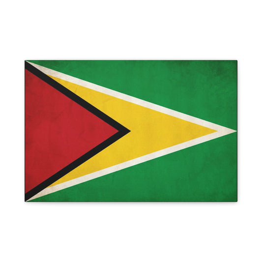 Guyana Flag Canvas Wall Art - South America National Flag Print, Green Red Yellow Black White - Vintage Patriotic Style - Living Room Decor, Office Wall Hanging - Modern Farmhouse Style