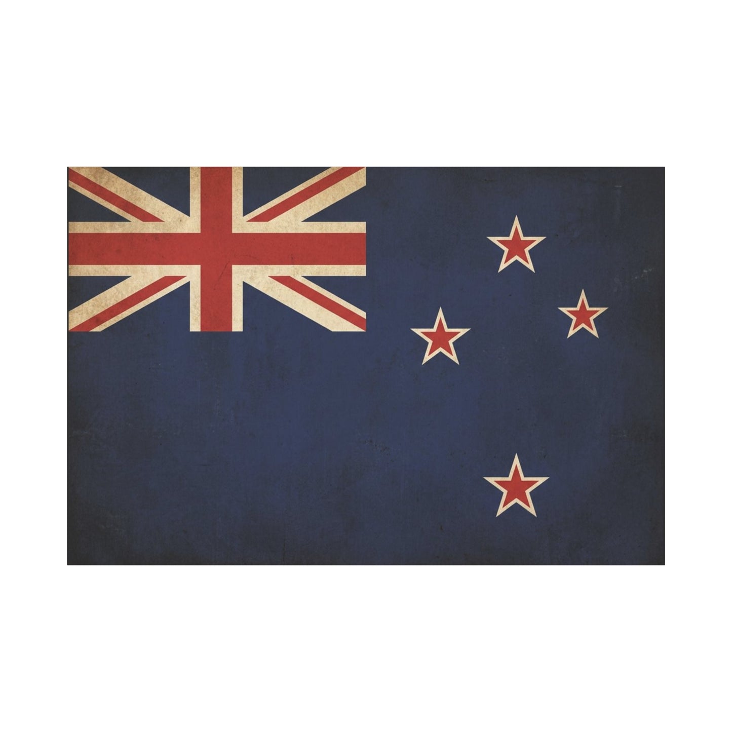 New Zealand Flag Canvas Wall Art - Vintage Kiwi National Banner Print, Distressed Navy Red Cream Design - Traditional Patriotic Style - Living Room Wall Decor Bedroom Home Decoration - Ready to Hang
