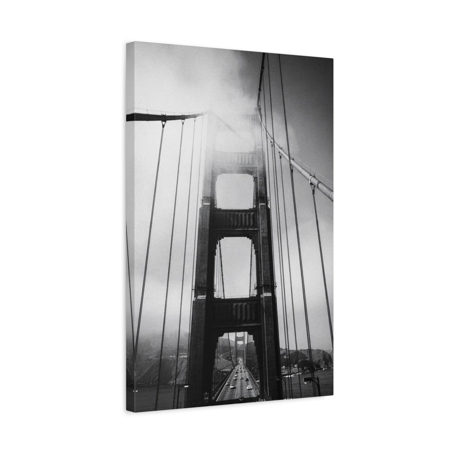 Golden Gate Bridge Canvas Wall Art - Black And White Foggy Bridge Art Print, Modern Cityscape Wall Decor - Minimalist Contemporary Style For Living Room Office - Bedroom Home Decoration