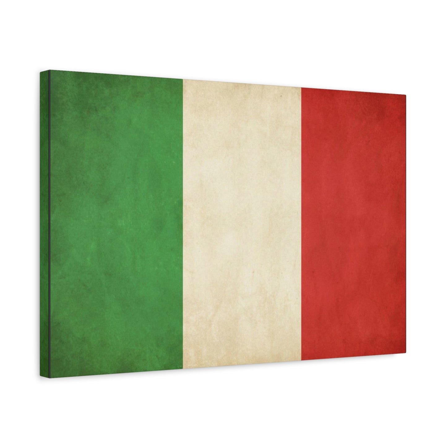 Italian Flag Canvas Wall Art - Vintage Tricolor National Prints, Rustic Textured Artwork - Matte Cotton Decor - Living Room Wall Decor, Office Art, Dorm Accent For Heritage Lovers - Ready to Hang
