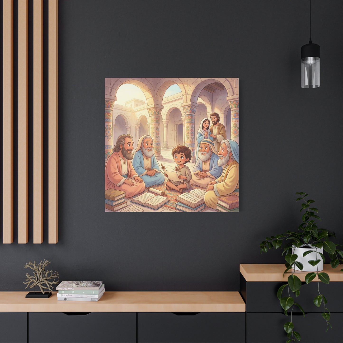 Young Jesus Teaching In Temple Canvas Wall Art - Biblical Child Scripture Scene, Cotton Print - Traditional Religious Decor For Nursery, Bedroom, Sunday School, Living Room Home Accent - Ready to Hang