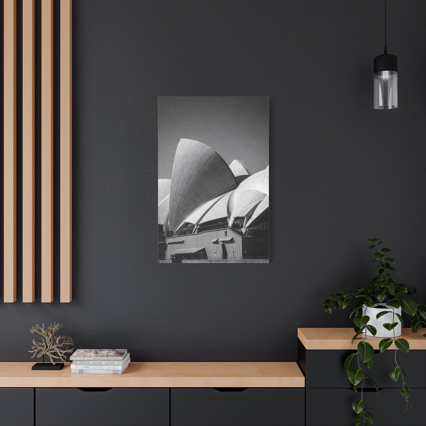 Sydney Opera House Canvas Wall Art - Black And White Architectural Art Print - Modern Minimalist Cityscape Decor - Contemporary Living Room Wall Decor, Office Art - Bedroom Home Decoration