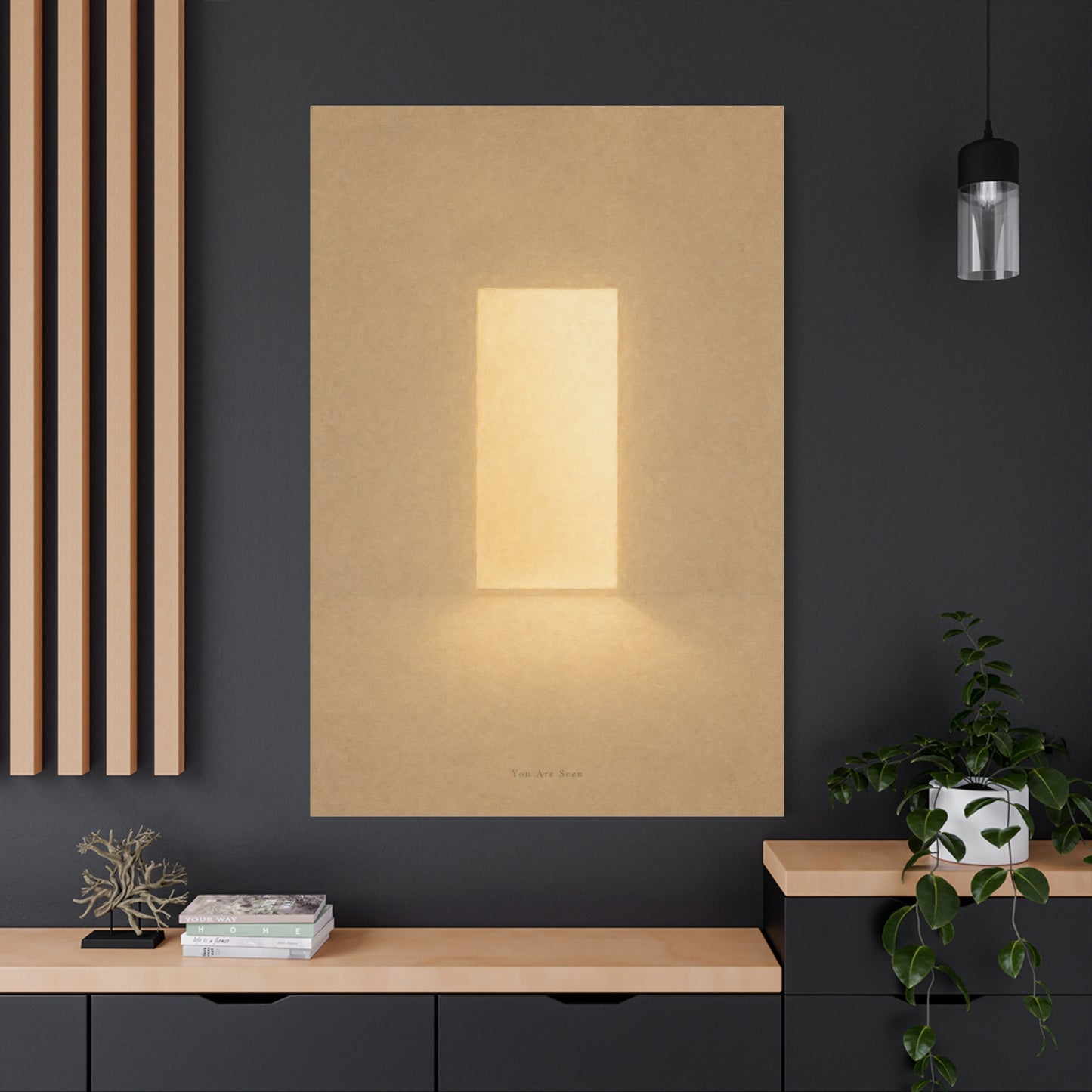 "You Are Seen" Minimalist Canvas Wall Art - Abstract Light Doorway Print, Neutral Beige Modern Home Decor - Contemporary Bedroom Wall Decor, Meditation Space Accent - Ready to Hang - Ready to Hang