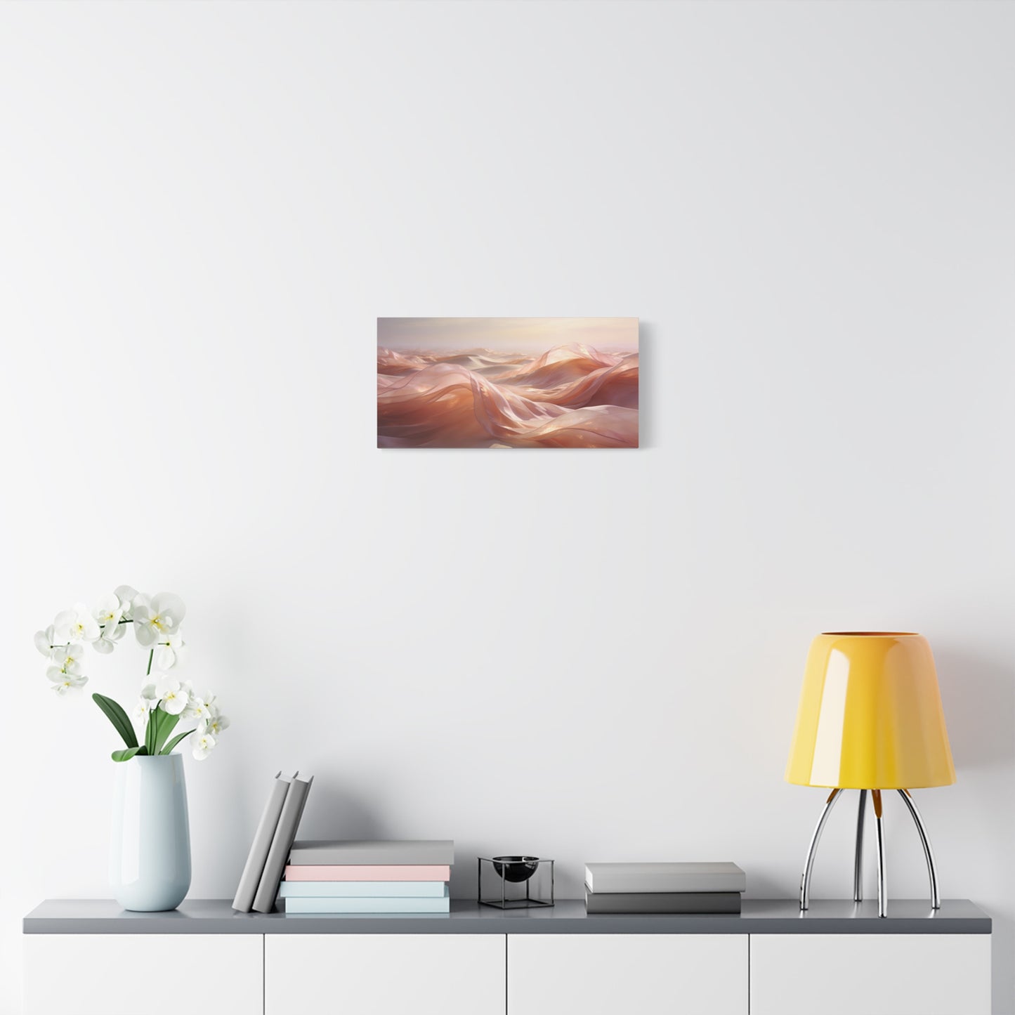 Blush Abstract Desert Dunes Canvas Wall Art - Ethereal Flowing Fabric Landscape - Modern Matte Print - Pink Beige Contemporary Style - Living Room Wall Decor Bedroom Home Decoration - Ready to Hang