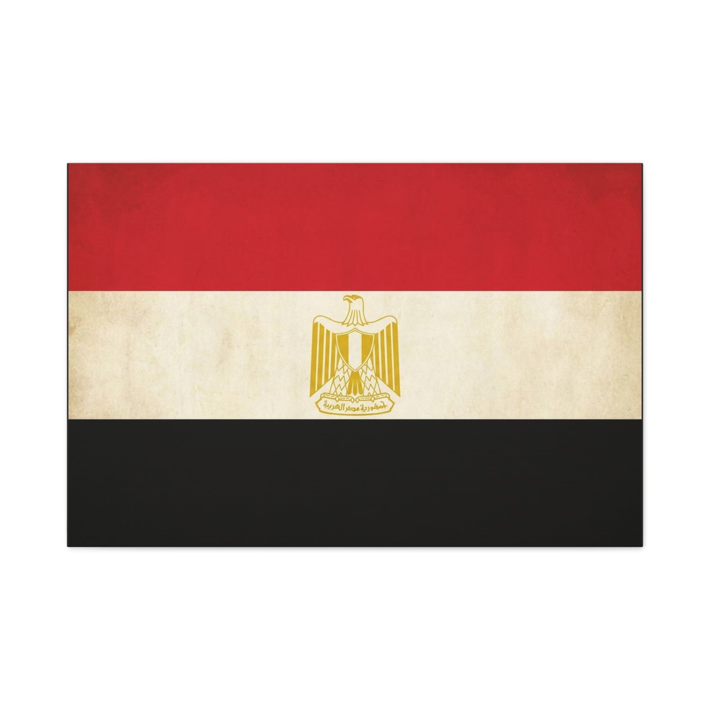 Egypt Flag Canvas Wall Art - Vintage Egyptian Eagle Emblem Print, Patriotic Red White Black Banner - Traditional National Decor - Living Room Home Decoration - Living Room Wall Decor - Ready to Hang