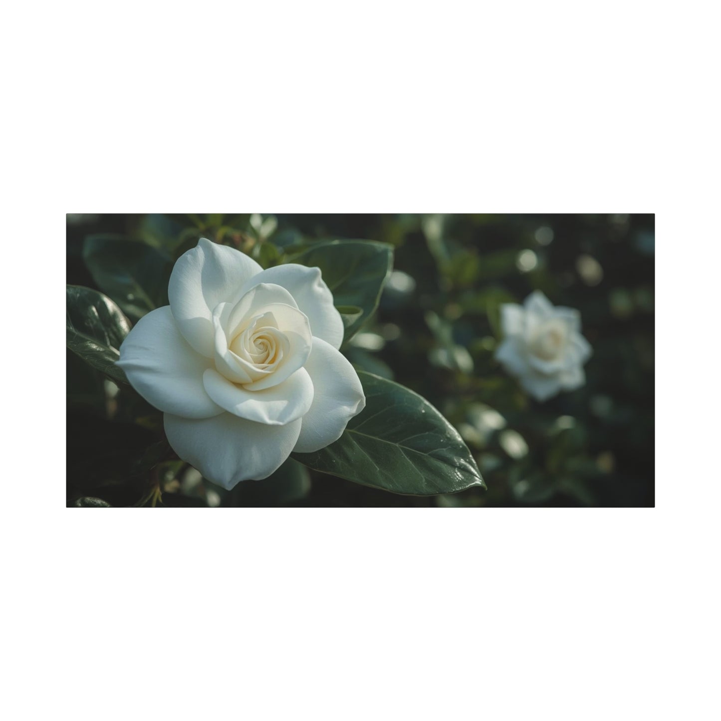 White Gardenia Canvas Wall Art - Botanical Floral Art Print, Soft Green Leaves, Matte Canvas Print, Traditional Style, Bedroom Wall Decor, Living Room Home Decoration - Bedroom Home Decoration