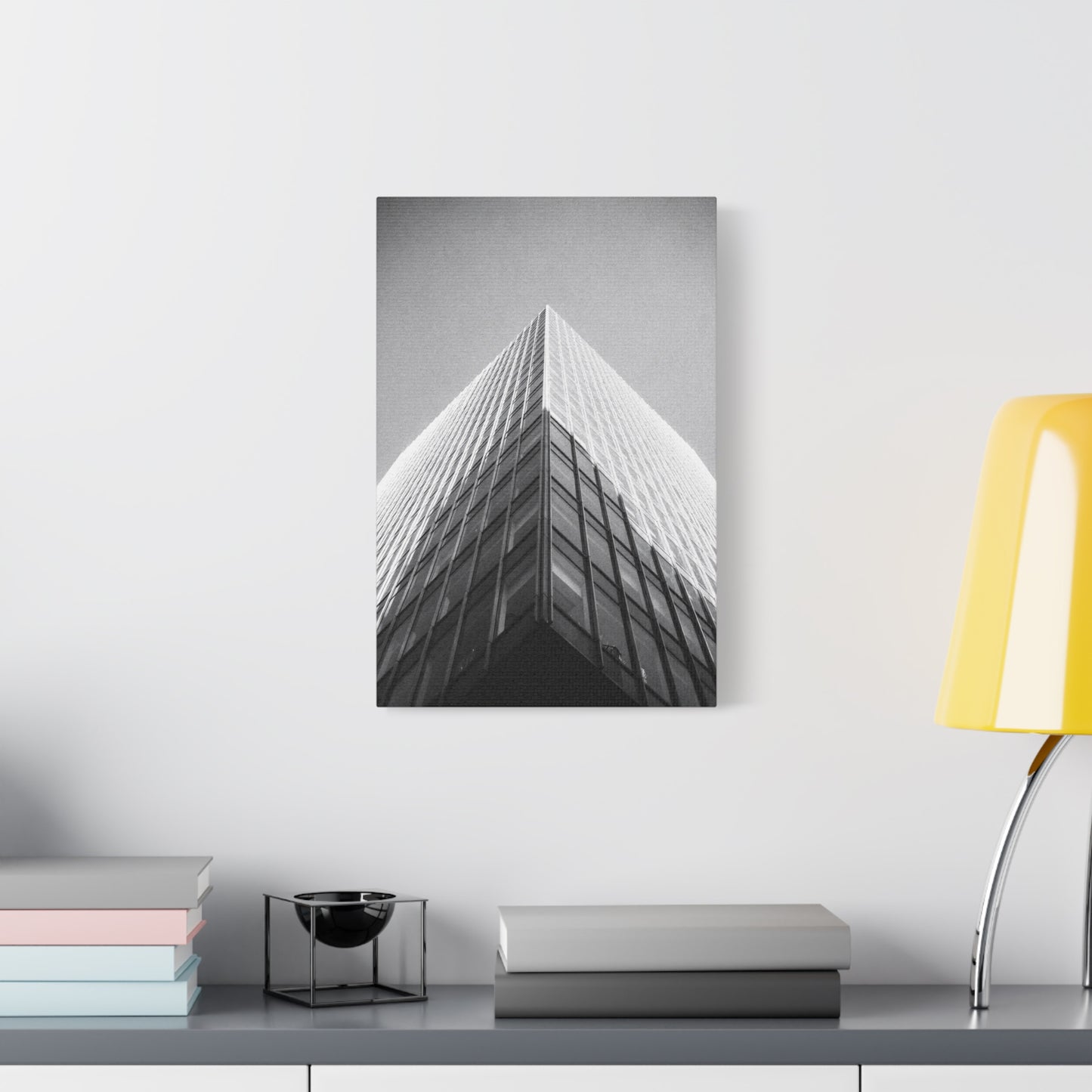 Black And White Skyscraper Canvas Wall Art - Modern Architectural Art Print, Minimalist Cityscape Decor, Contemporary Office Wall Art, Lobby Accent, Living Room Decoration - Ready to Hang