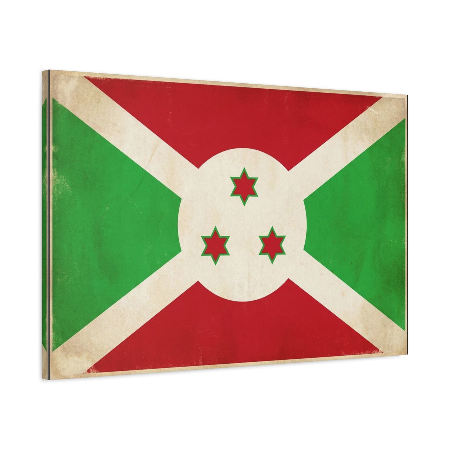 Burundi Flag Canvas Wall Art - Vintage National Banner Print, Patriotic Heritage Decor - Distressed Cotton Look, Traditional Style - Living Room Wall Decor - Modern Farmhouse Style - Ready to Hang