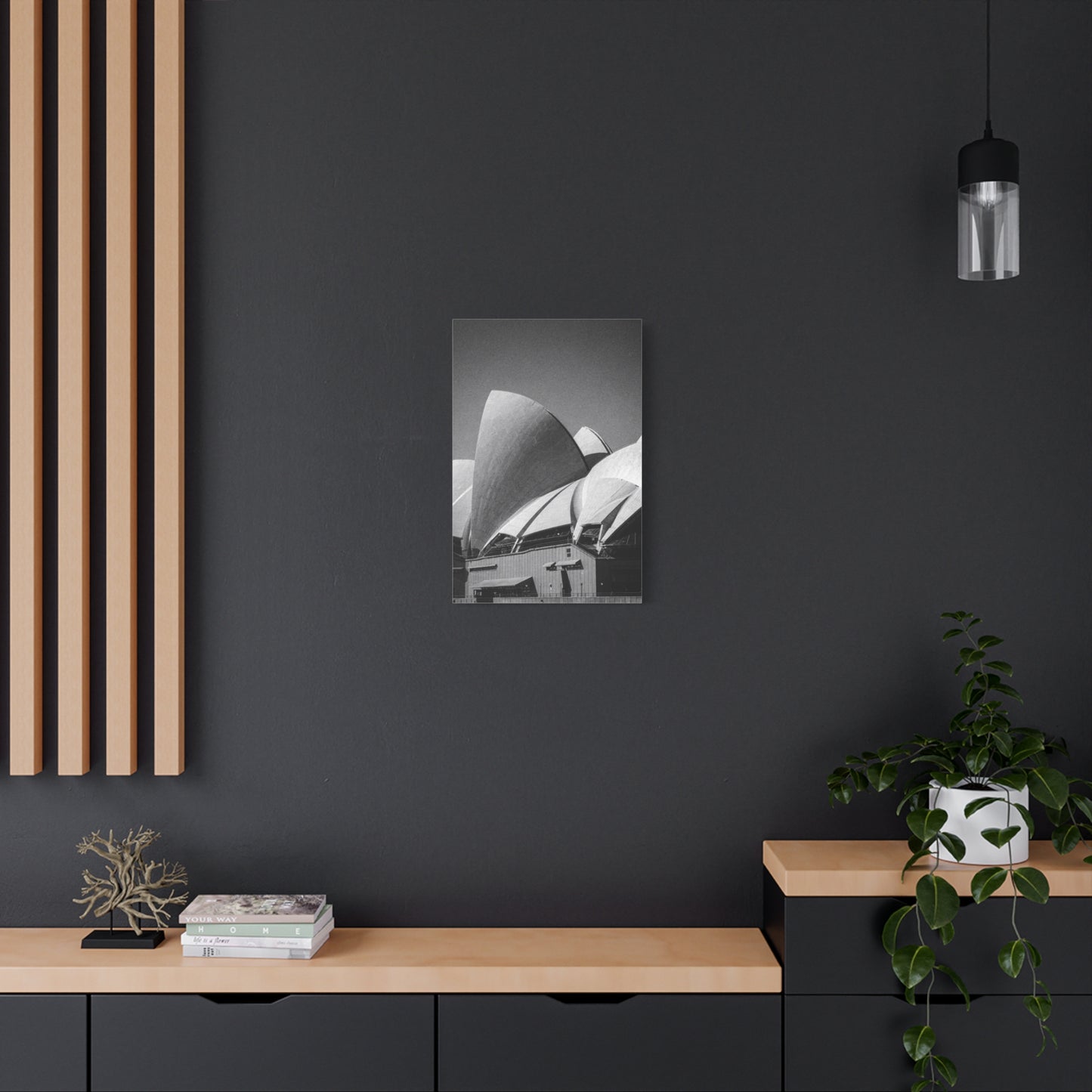 Sydney Opera House Canvas Wall Art - Black And White Architectural Art Print - Modern Minimalist Cityscape Decor - Contemporary Living Room Wall Decor, Office Art - Bedroom Home Decoration