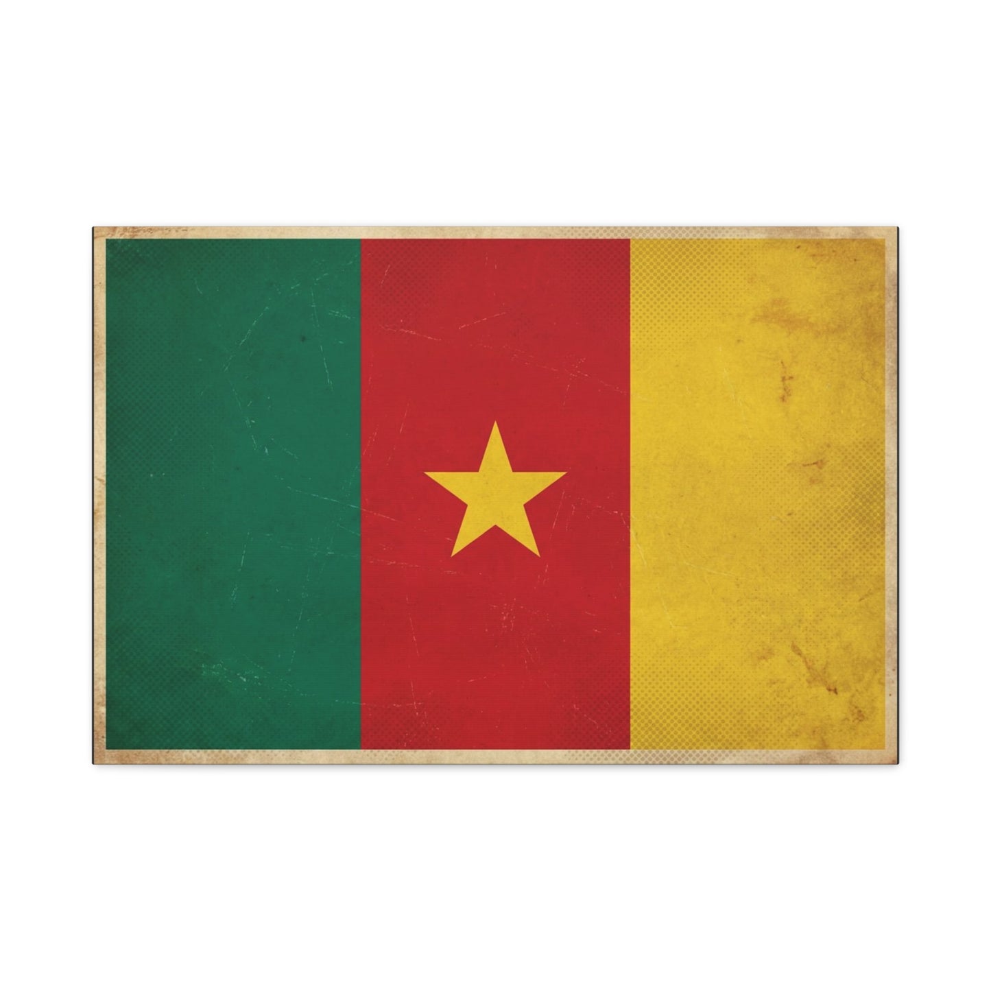 Cameroon Flag Canvas Wall Art - Vintage National Pride Decor, Distressed Tricolor Star Print - Traditional Patriotic Style - Living Room Wall Decor, Bedroom Home Decoration - Bedroom Home Decoration