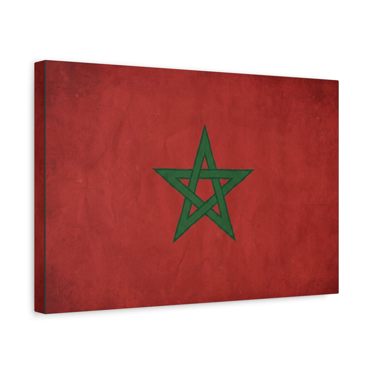 Morocco Flag Canvas Wall Art - Moroccan Red Green Pentagram Print, Vintage Textured National Decor - Modern Cultural Style - Living Room Wall Decor, Bedroom Home Decoration - Bedroom Home Decoration