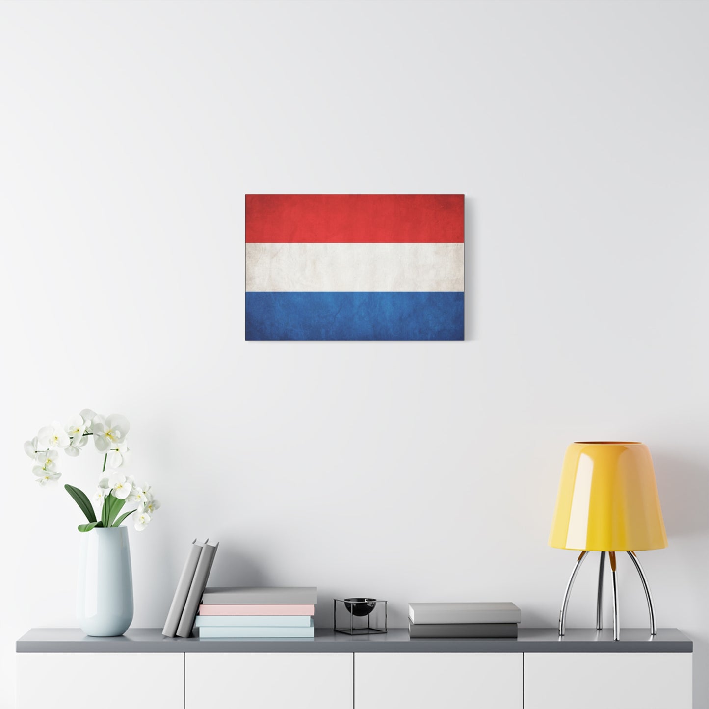 Netherlands Flag Canvas Wall Art - Dutch Tricolor Country Pride Decor, Vintage Style Cotton Print - Living Room Wall Decor, Office Accent - Bedroom Home Decoration - Bedroom Home Decoration