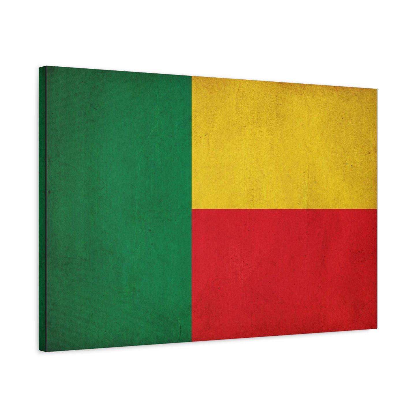 Benin Flag Canvas Wall Art - Vintage National Flag Print, Color Block Design - Matte Cotton Artwork - Cultural Pride Decor, Living Room Wall Decor, Office Art - Bedroom Home Decoration - Ready to Hang