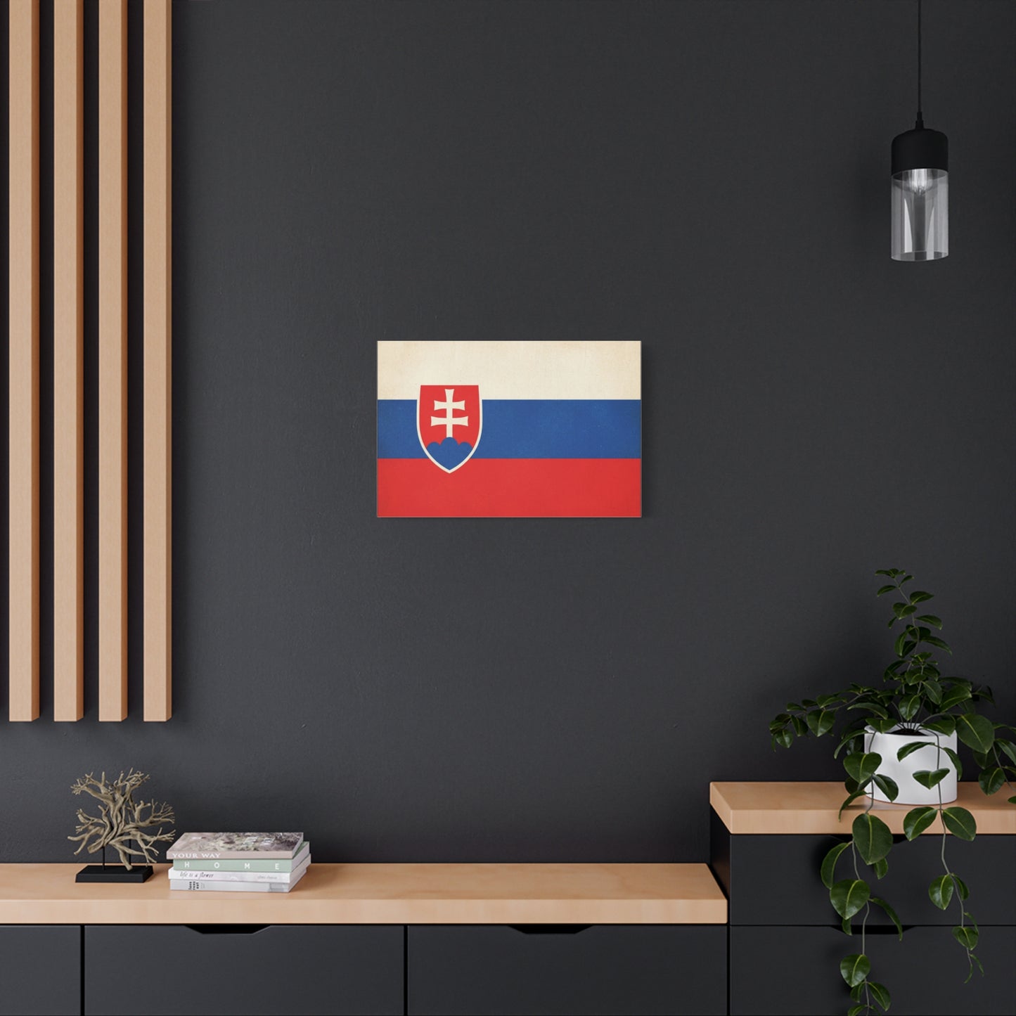 Slovakia Flag Canvas Wall Art - Vintage Slovak Republic Banner Print, Patriotic Heritage Decor - Minimalist National Color Design - Living Room Wall Decor - Bedroom Home Decoration - Ready to Hang