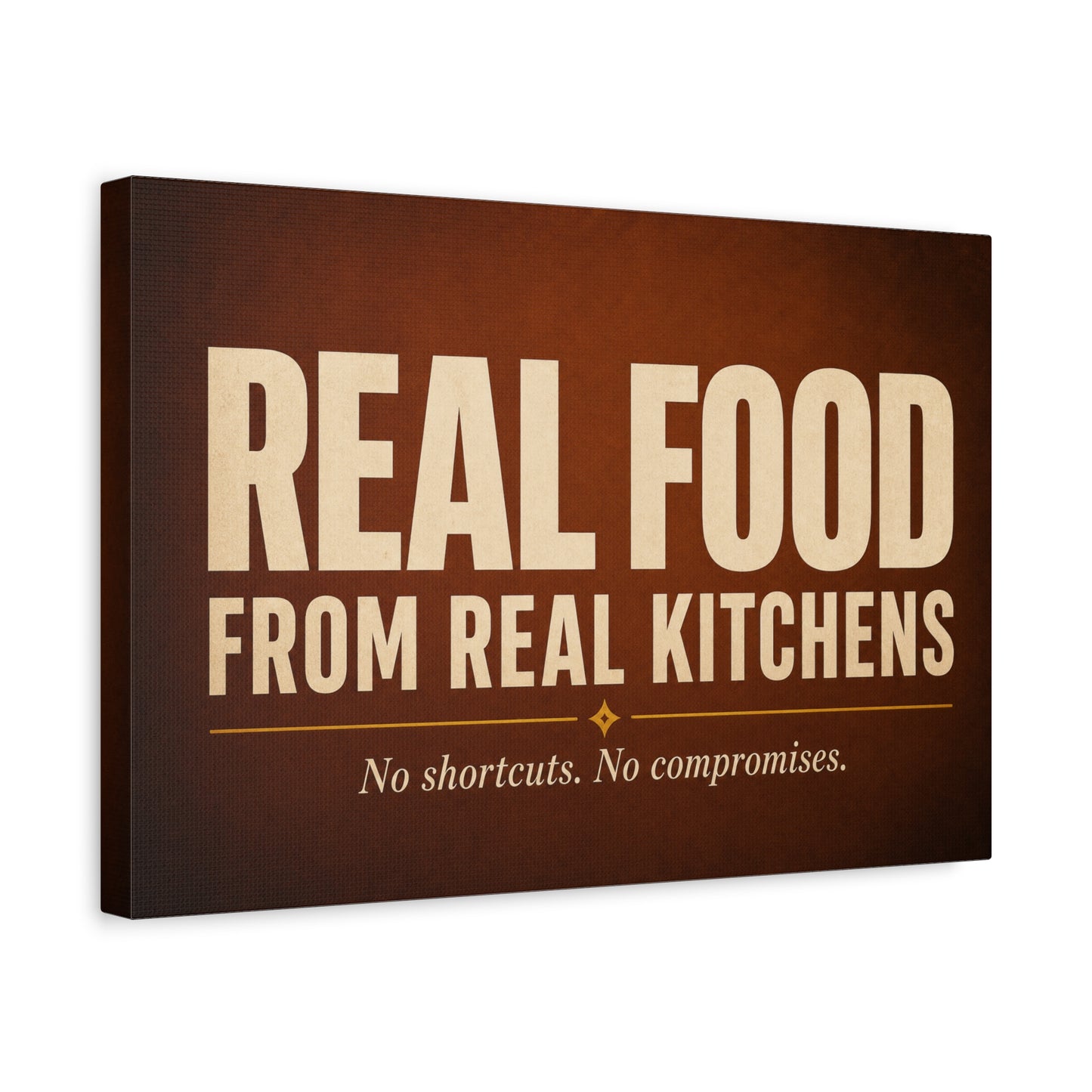 "Real Food From Real Kitchens" Typography Canvas Wall Art - Rustic Kitchen Quote Decor, Vintage Brown Minimalist Sign - Farmhouse Dining Room Decoration - Living Room Wall Decor - Ready to Hang