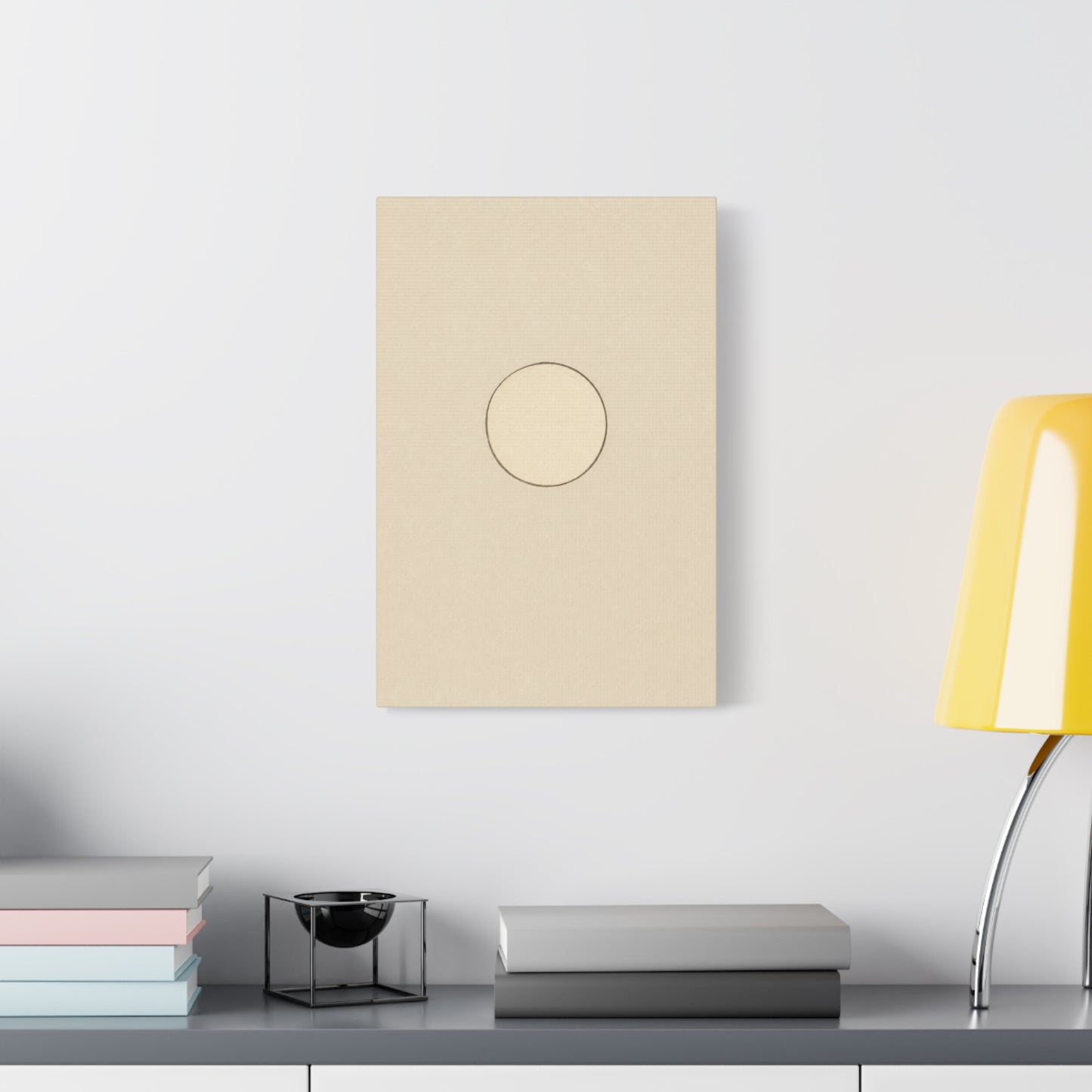 Minimalist Circle Canvas Wall Art - Neutral Geometric Line Print, Contemporary Beige Abstract Decor - Modern Bedroom Home Decoration, Living Room Wall Decor, Office Accent - Bedroom Home Decoration