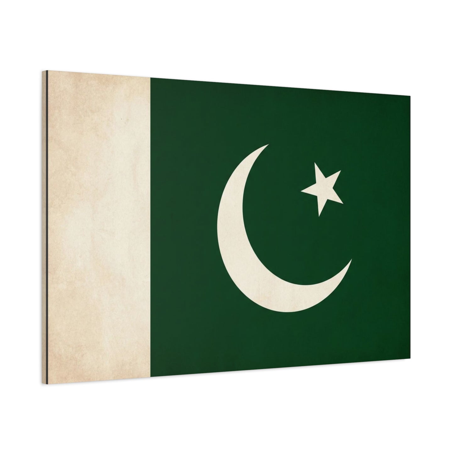 Pakistan Flag Canvas Wall Art - Crescent Moon Star Green White National Decor - Vintage Style Matte Print - Living Room Wall Decor, Bedroom Home Decoration - Bedroom Home Decoration - Ready to Hang