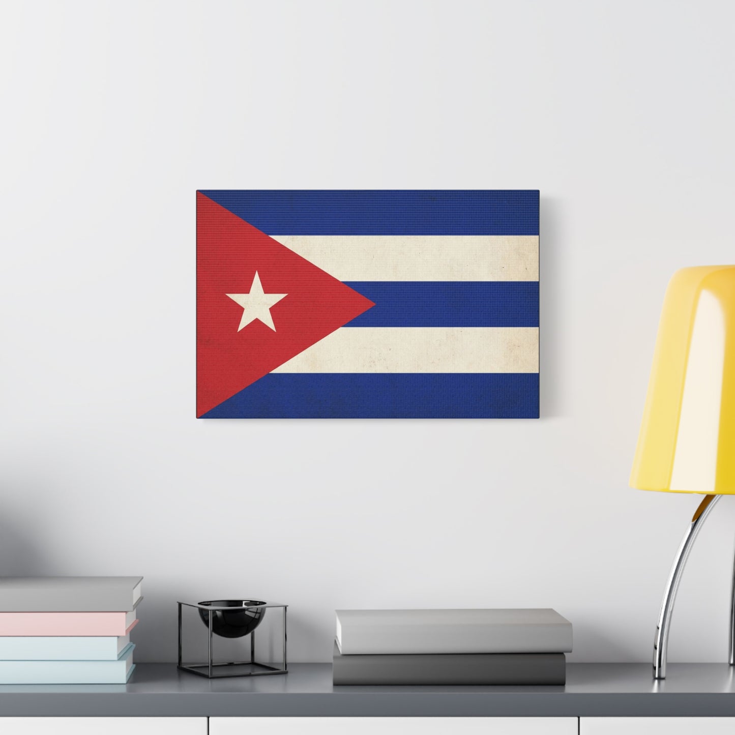 Cuban Flag Canvas Wall Art - Vintage Cuba Flag Print, Patriotic Heritage Decor - Distressed Cotton Canvas - Traditional Style For Living Room, Office Wall Decor - Bedroom Home Decoration