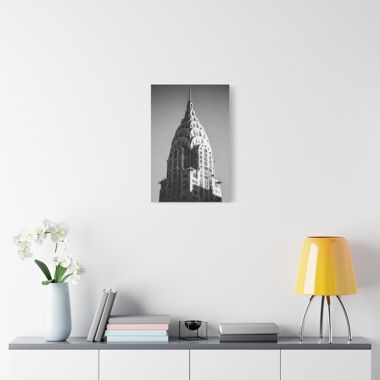 Chrysler Building Canvas Wall Art - Black And White New York City Architecture Print, Art Deco Skyscraper Art Print - Modern Monochrome Office Wall Decor, Living Room Accent - Modern Farmhouse Style