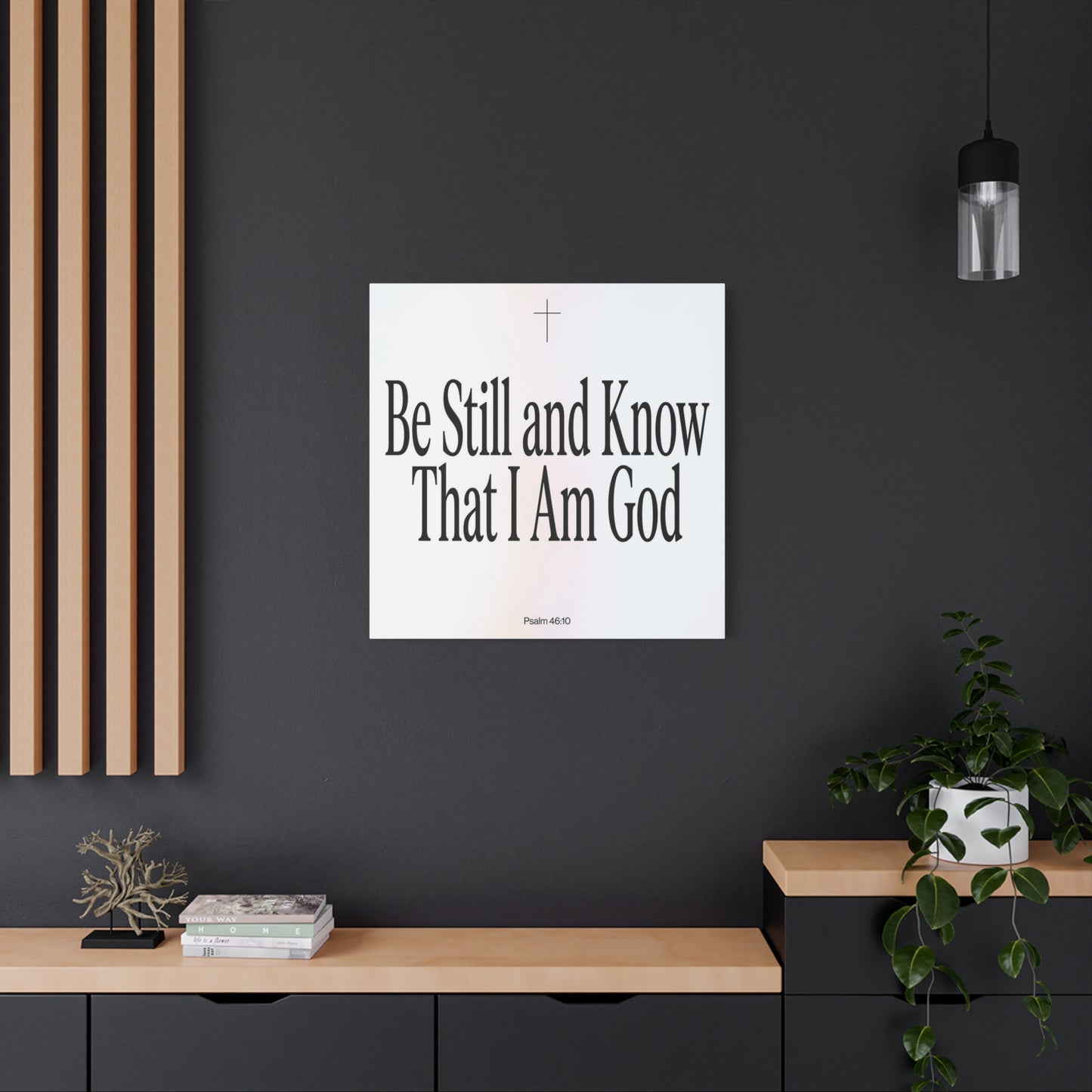 "Be Still And Know That I Am God" Canvas Wall Art - Psalm 46:10 Christian Bible Verse Scripture Print - Minimalist Black White Cross Decor - Bedroom Living Room Home Office Wall Hanging