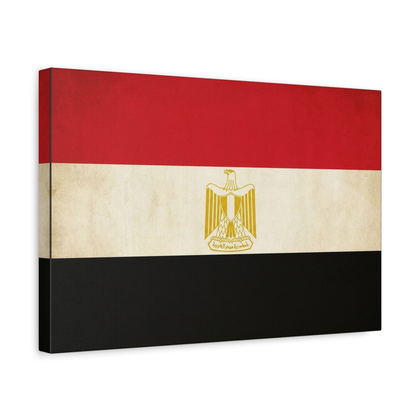 Egypt Flag Canvas Wall Art - Vintage Egyptian Eagle Emblem Print, Patriotic Red White Black Banner - Traditional National Decor - Living Room Home Decoration - Living Room Wall Decor - Ready to Hang