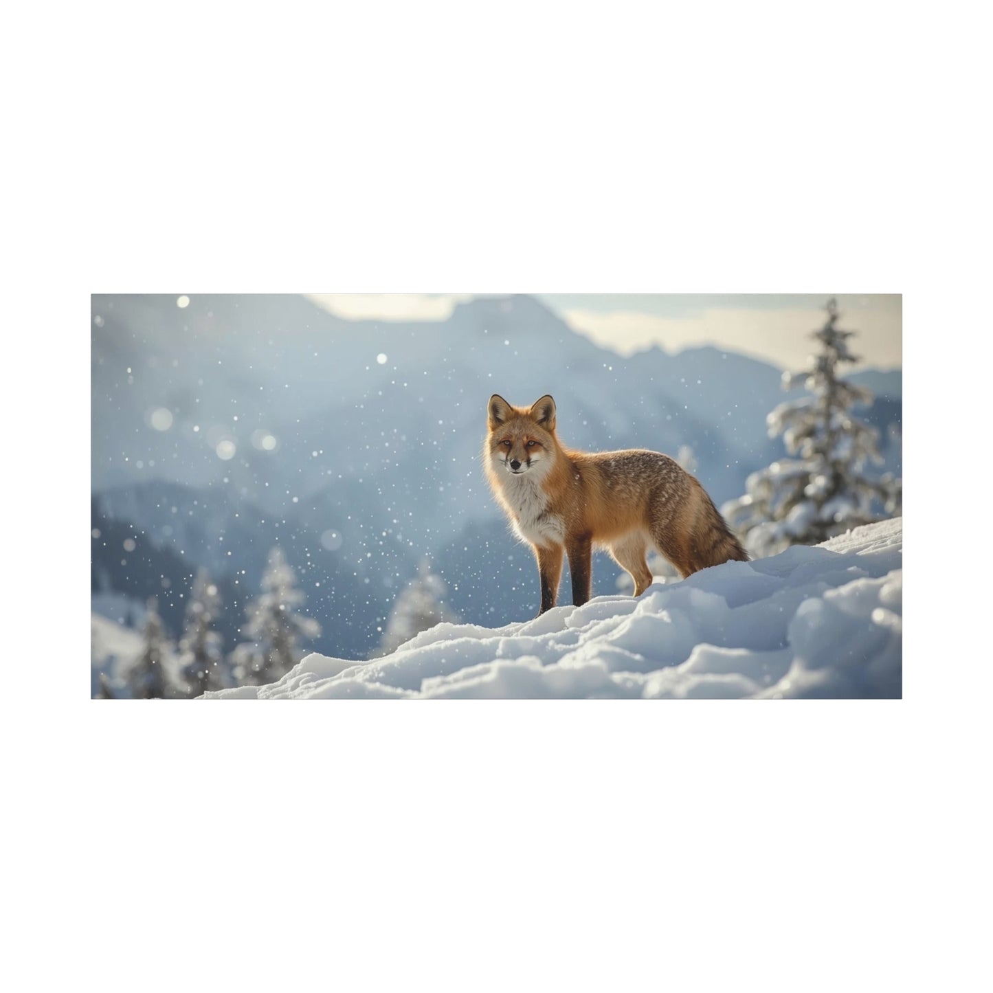 Red Fox Canvas Wall Art - Winter Wildlife Snow Landscape Print, Nature Home Decor, Matte Cotton Artwork, Rustic Contemporary Style For Living Room Bedroom Office - Living Room Wall Decor