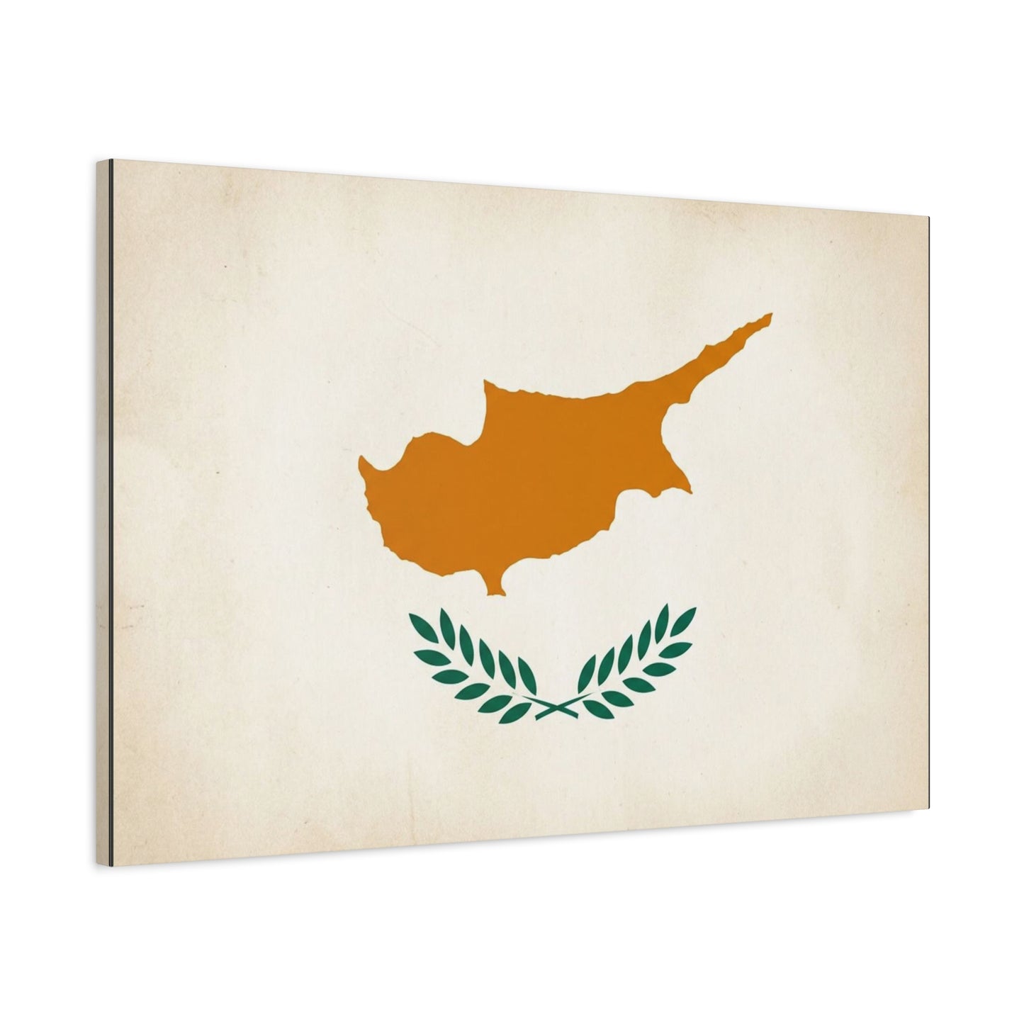 Cyprus Flag Canvas Wall Art - Vintage Country Pride Decor, Minimalist Patriotic Print - Neutral Beige Background, Modern Map Silhouette - Living Room Wall Decor, Office Accent - Modern Farmhouse Style