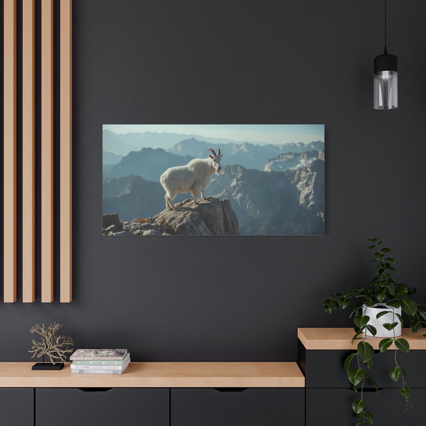 Mountain Goat Canvas Wall Art - Alpine Wildlife Landscape Print, Serene Matte Canvas, Contemporary Nature Style - Living Room Wall Decor, Bedroom Home Decoration, Office Art - Bedroom Home Decoration