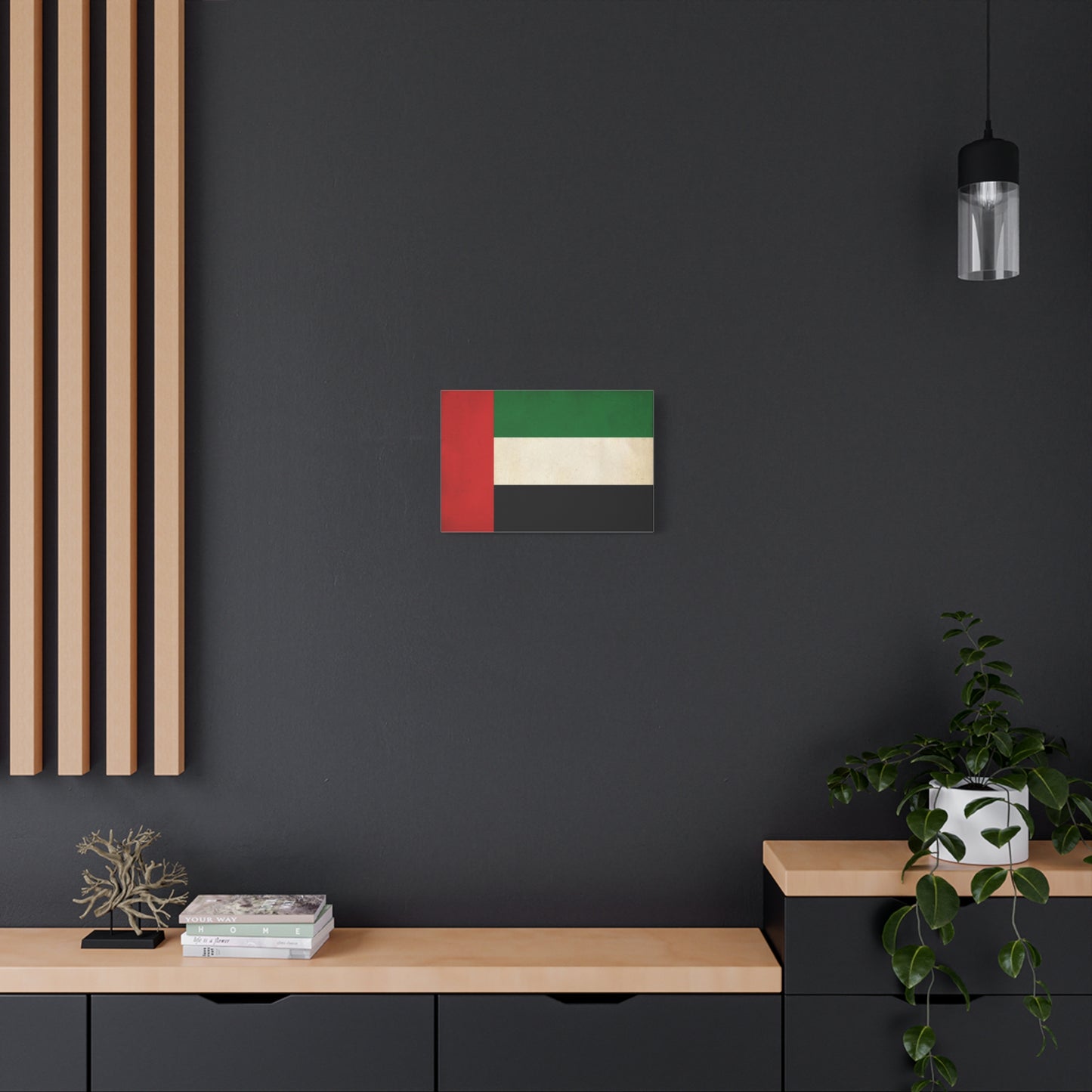 United Arab Emirates Flag Canvas Wall Art - Vintage National Pride Decor, Distressed UAE Banner Print - Patriotic Minimalist Style - Living Room Wall Decor, Office Accent - Bedroom Home Decoration