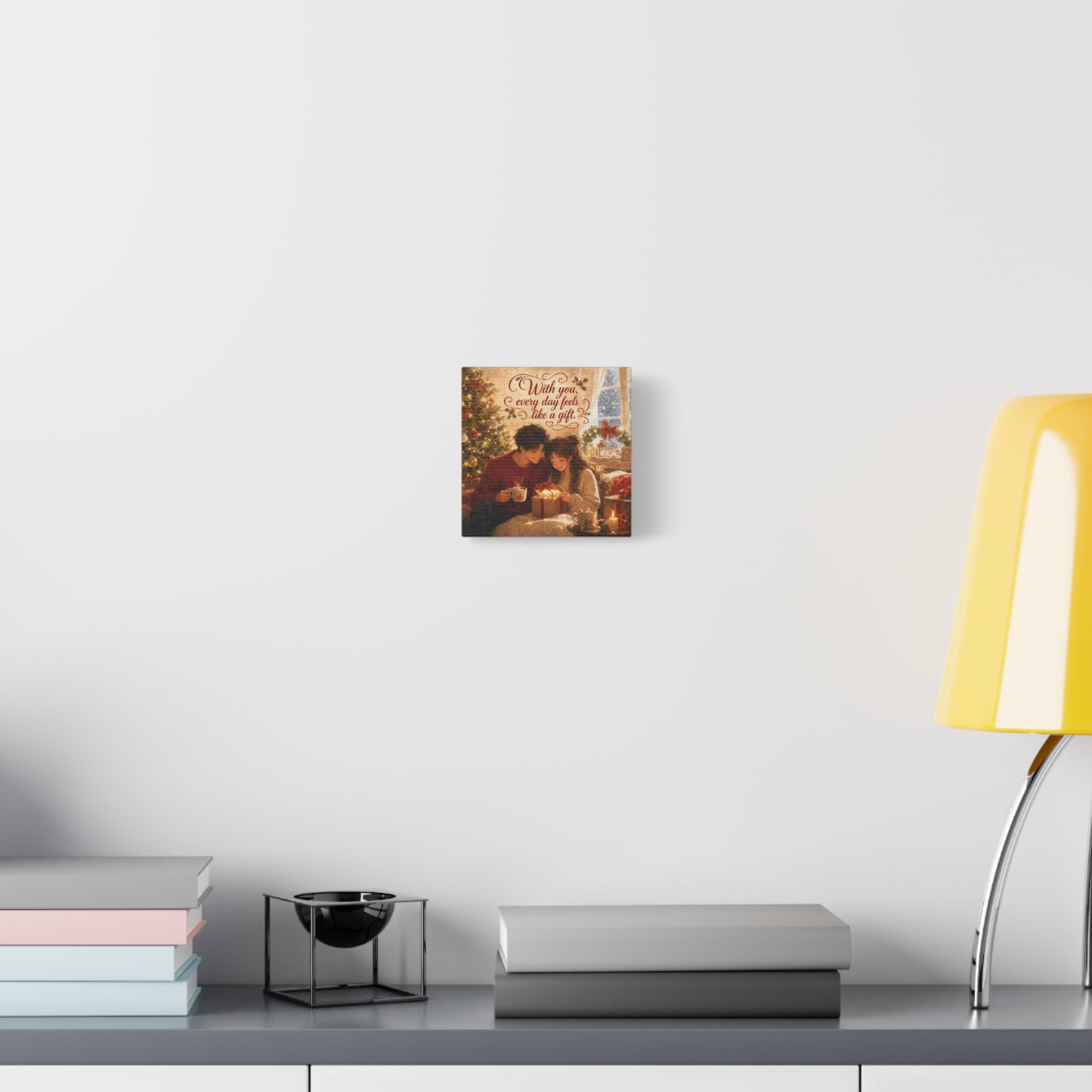 "With You" - Warm Golden Winter Decor - Traditional Quote Print For Bedroom, Living Room - Office Wall Art
