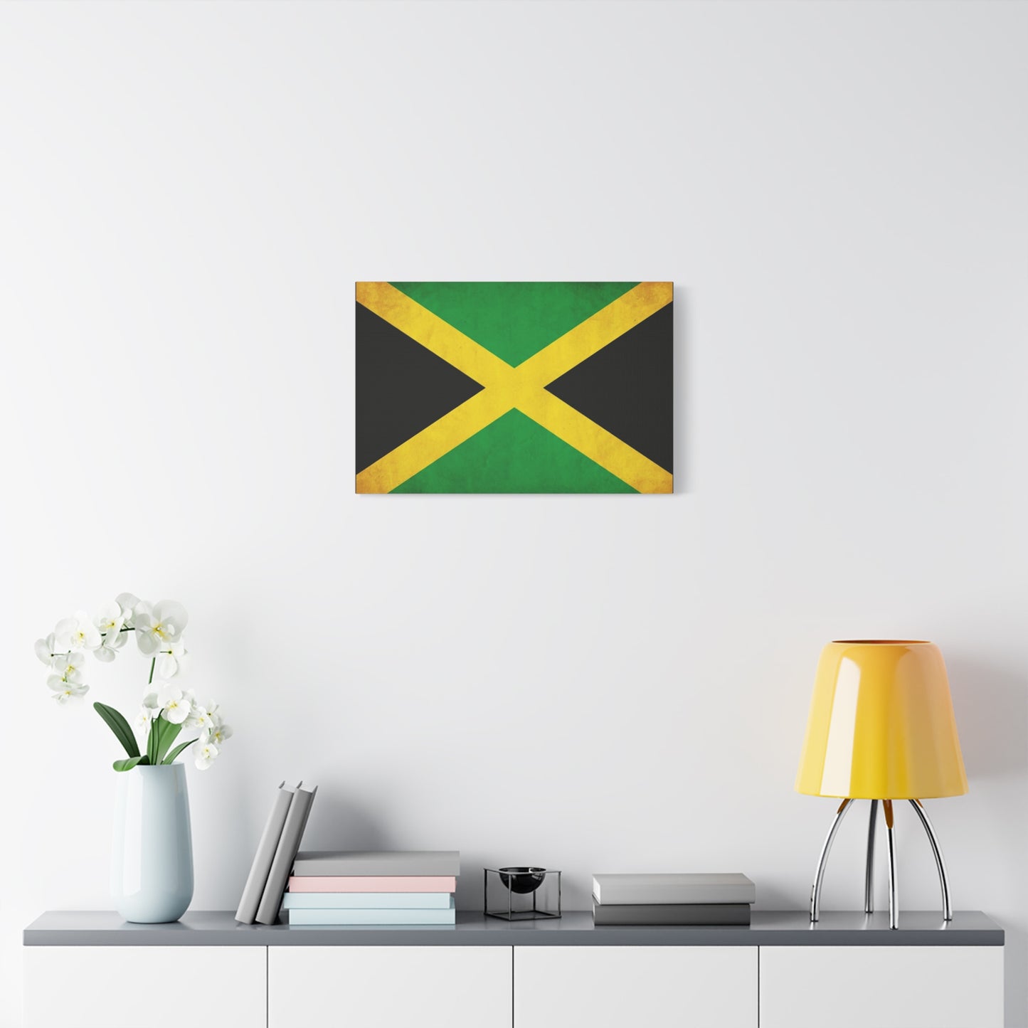 Jamaica Flag Canvas Wall Art - Vintage Jamaican National Flag Print, Green Gold Black Patriotic Decor - Matte Canvas Wall Hanging - Living Room Bedroom Office Decoration - Bedroom Home Decoration