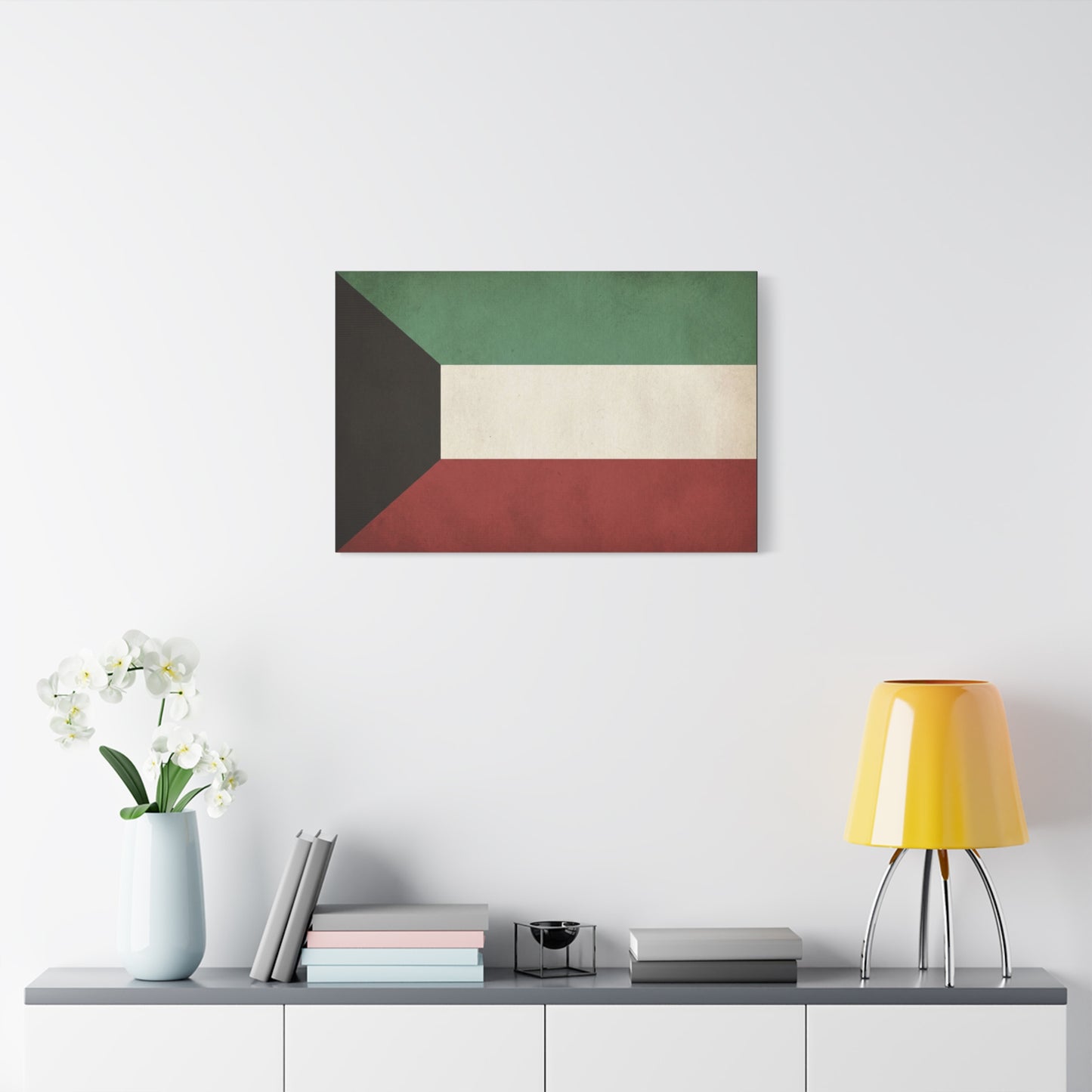 Kuwait Flag Canvas Wall Art - Vintage National Banner Print, Geometric Color Block Design - Matte Canvas Decor - Living Room Wall Decor, Office Art, Dorm Accent Style - Bedroom Home Decoration