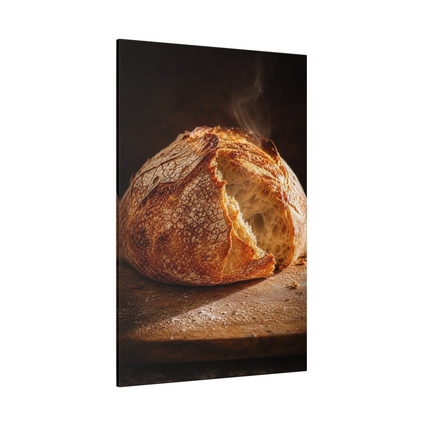 Rustic Bread Canvas Wall Art - Crusty Artisan Loaf Food Art Print, Warm Kitchen Wall Decor, Moody Still Life, Cotton Canvas, Dining Room Accent, Farmhouse Interior Style - Ready to Hang