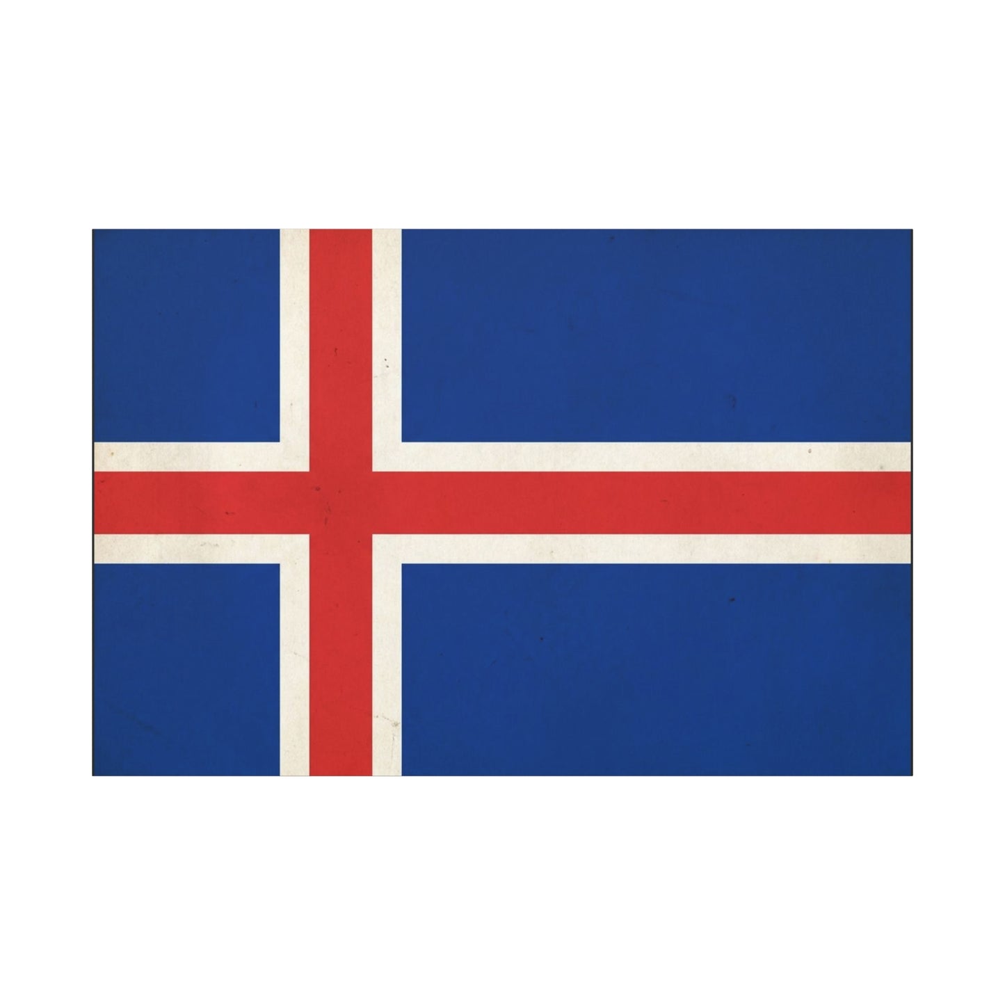 Iceland Flag Canvas Wall Art - Nordic National Banner Print, Blue Red White Cross Design - Vintage Style, Patriotic Wall Decor - Living Room Home Decoration, Office Art - Bedroom Home Decoration