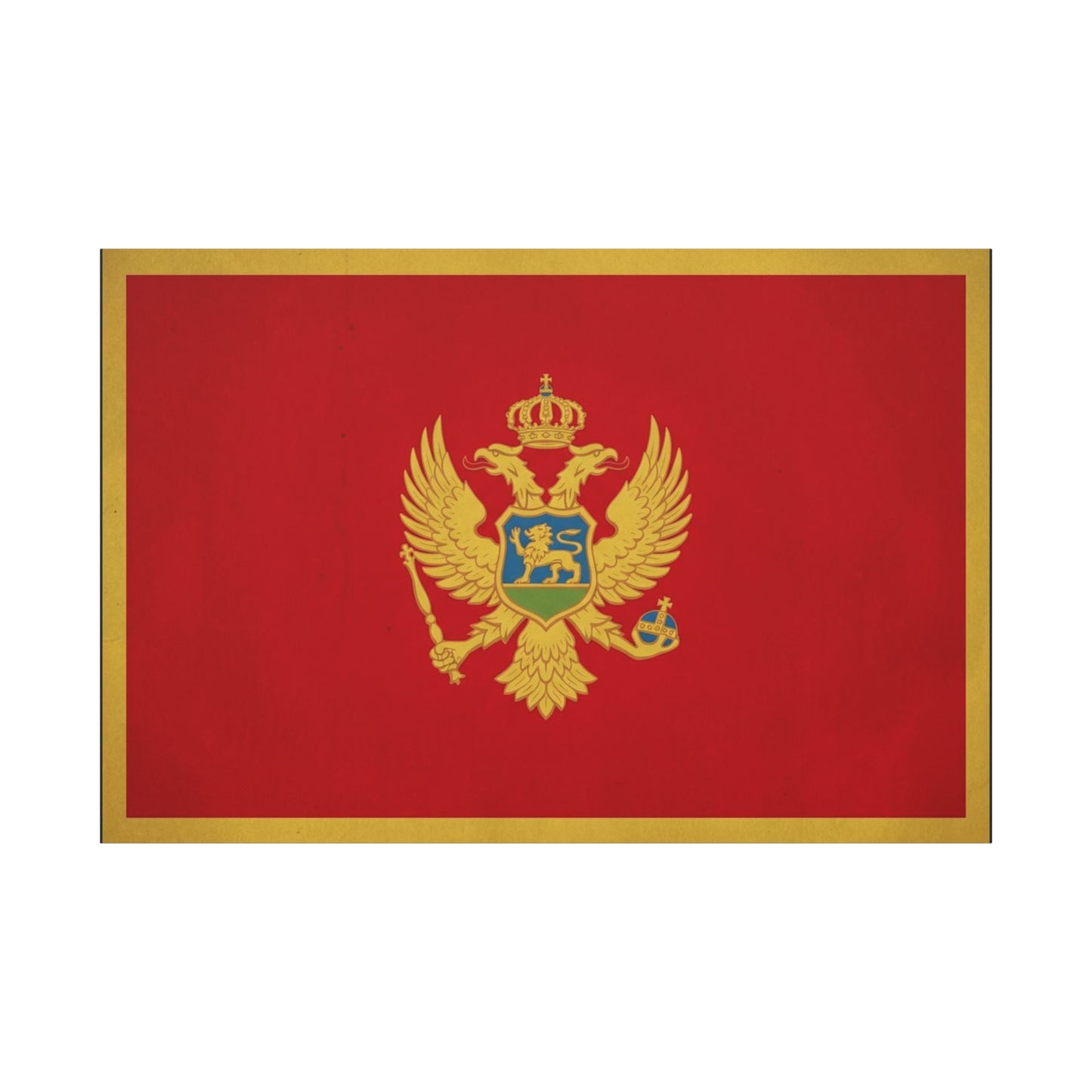 Montenegro Flag Canvas Wall Art - Red Gold Double Headed Eagle Crest Print - Vintage Heraldic Style, Living Room Wall Decor, Office Decoration - Ready to Hang - Bedroom Home Decoration - Ready to Hang