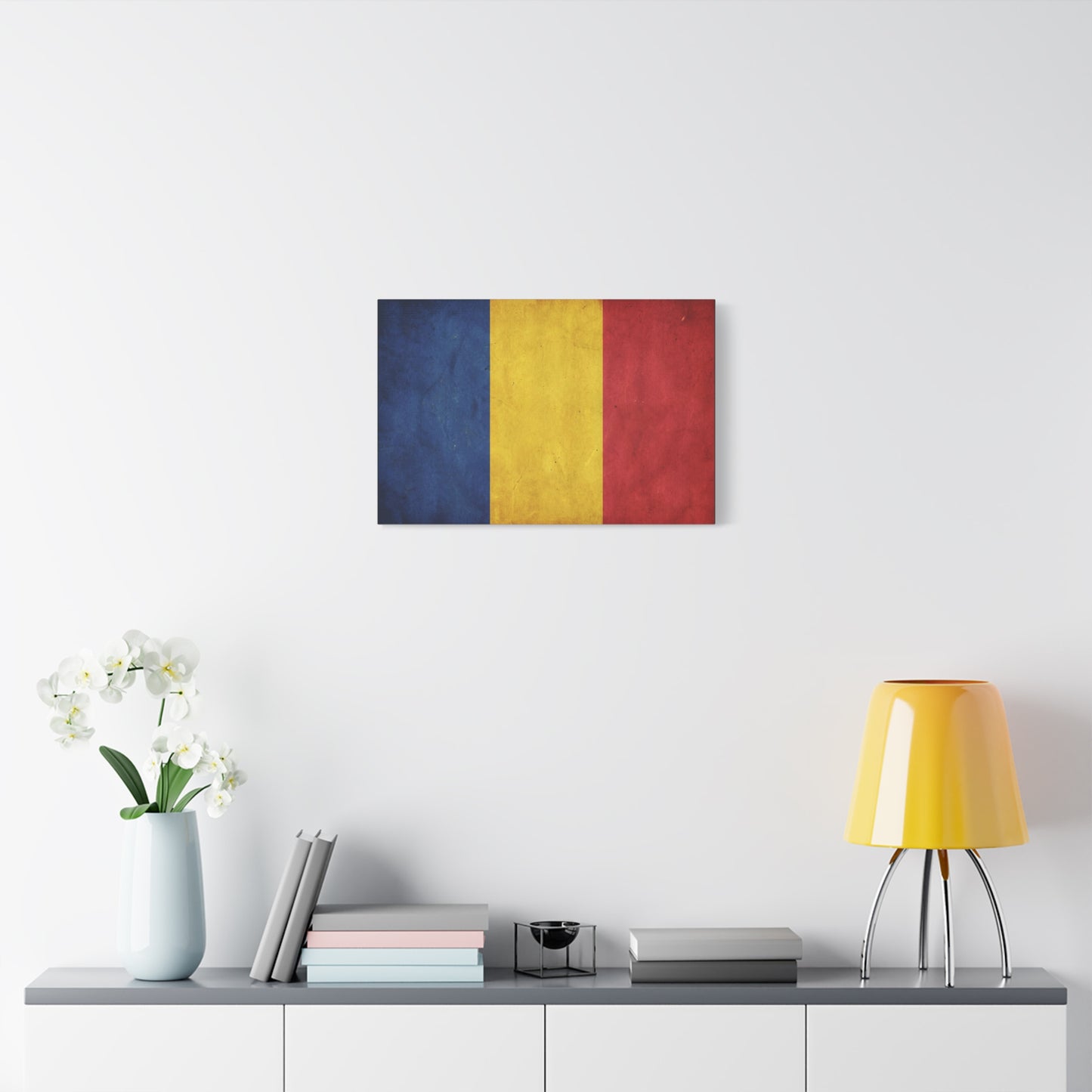 Romania Flag Canvas Wall Art - Vintage Tricolor Country Print, Rustic Patriotic Decor - Textured Cotton Canvas - Living Room Home Decoration, Office Accent - Living Room Wall Decor - Ready to Hang