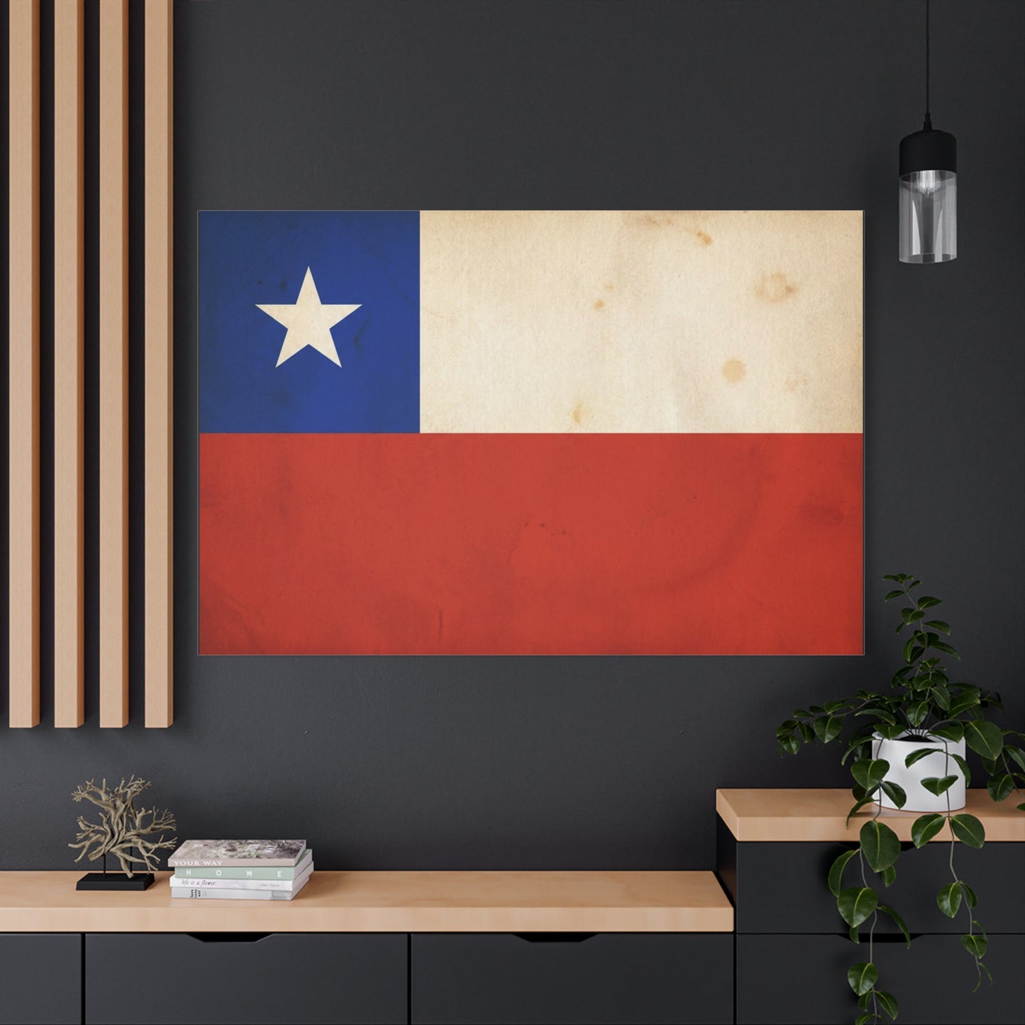 Chile Flag Canvas Wall Art - Vintage Chilean Flag Print, Patriotic Rustic Decor - Matte Canvas Wall Hanging - Living Room Home Decoration, Office Accent - Bedroom Home Decoration - Ready to Hang